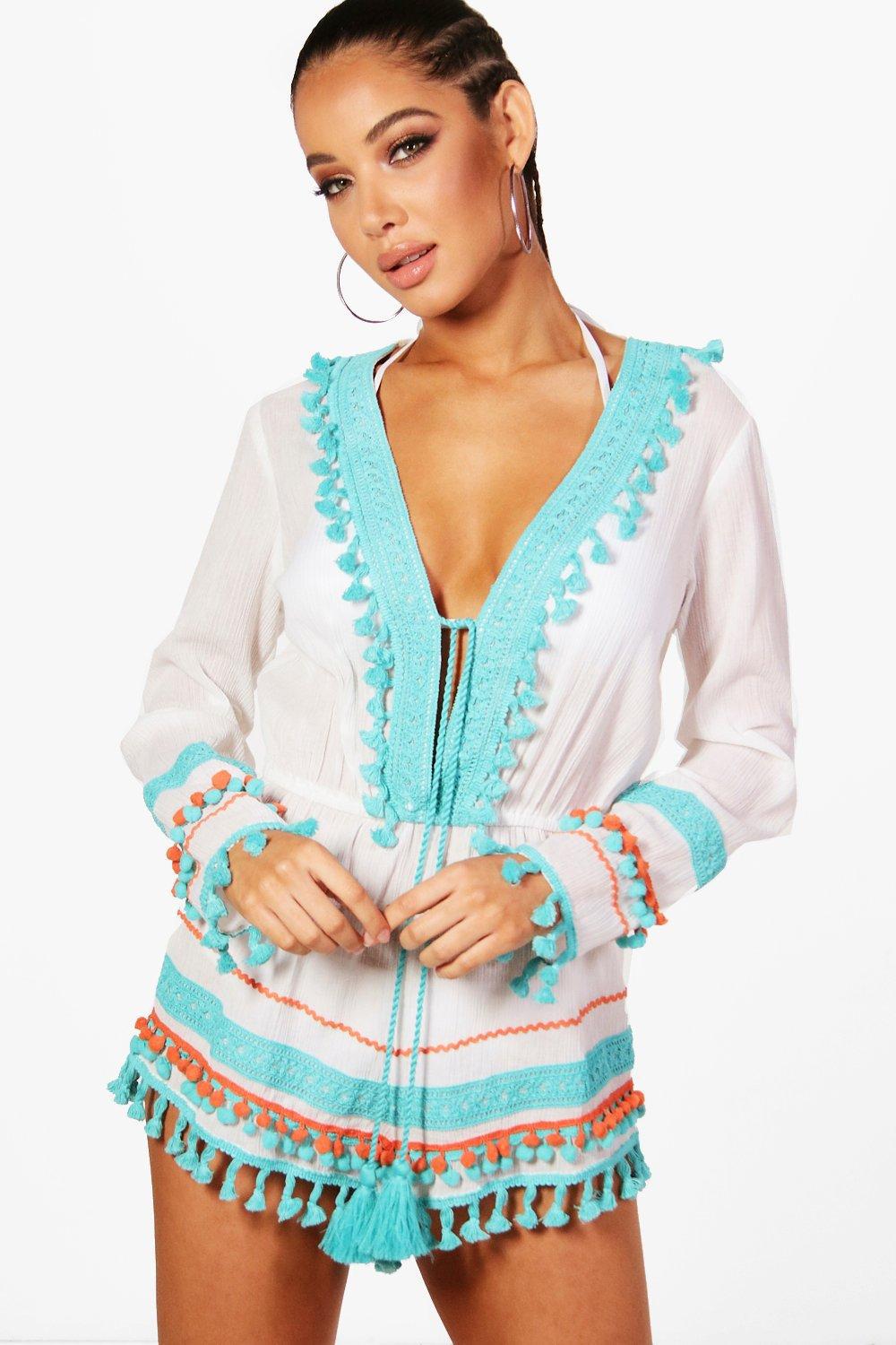 boohoo tassel playsuit
