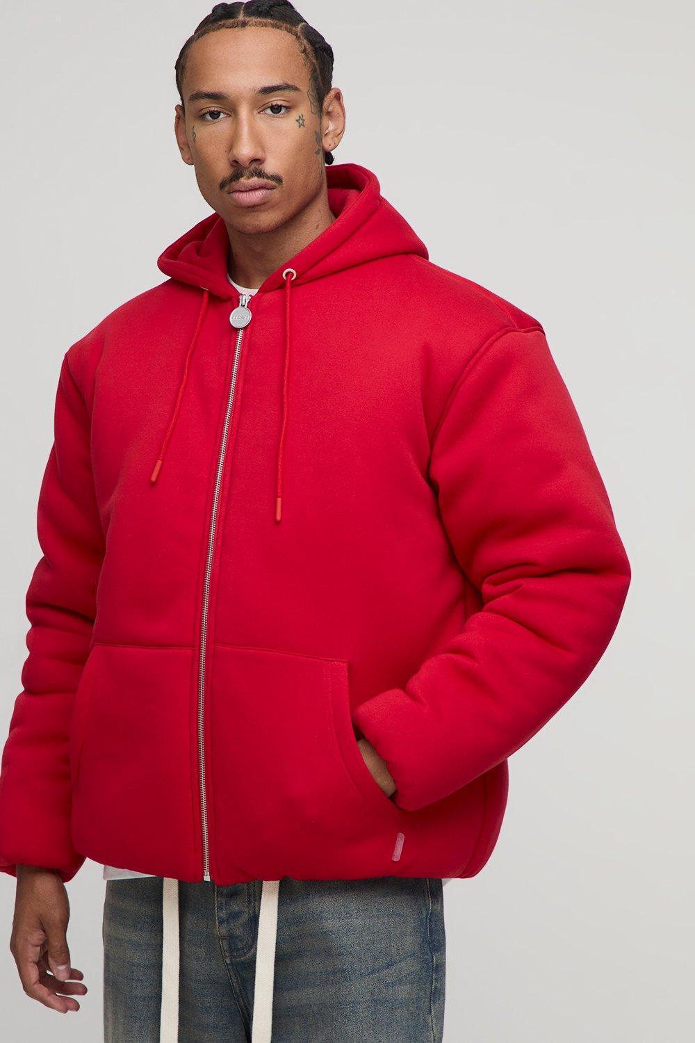 Boohoo Rote Herren Steppjacke Rote Hemdjacke Hemdjacke Aus
