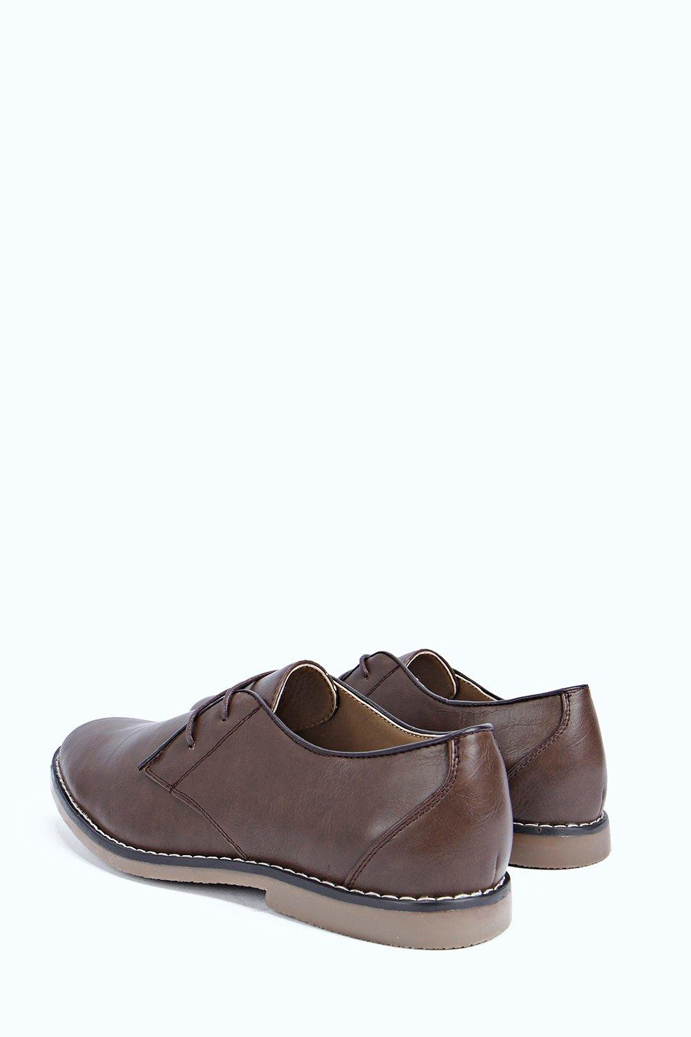 Boohoo Leather Look Desert Shoes in Brown for Men - Lyst