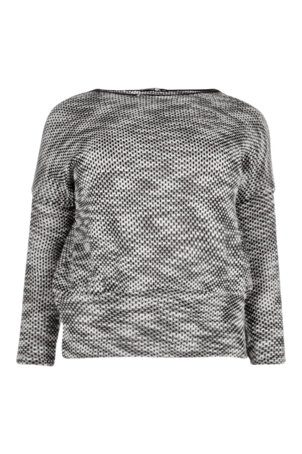 Boohoo Plus Willow Slash Neck Knit Jumper in Gray Lyst