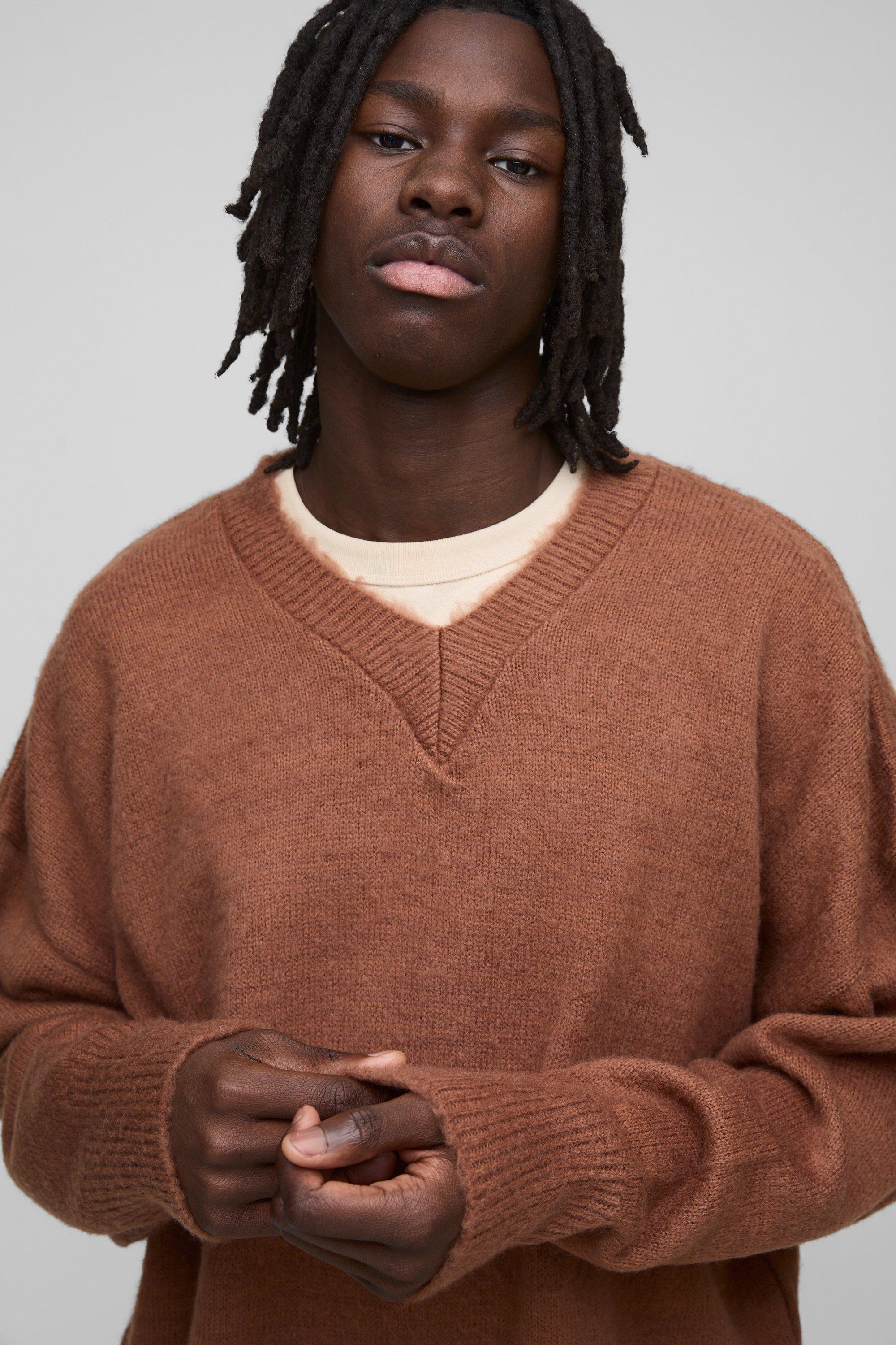 White Boohooman Fluffy Jumper BoohooMAN Polo Funnel Neck 1/4 Zip