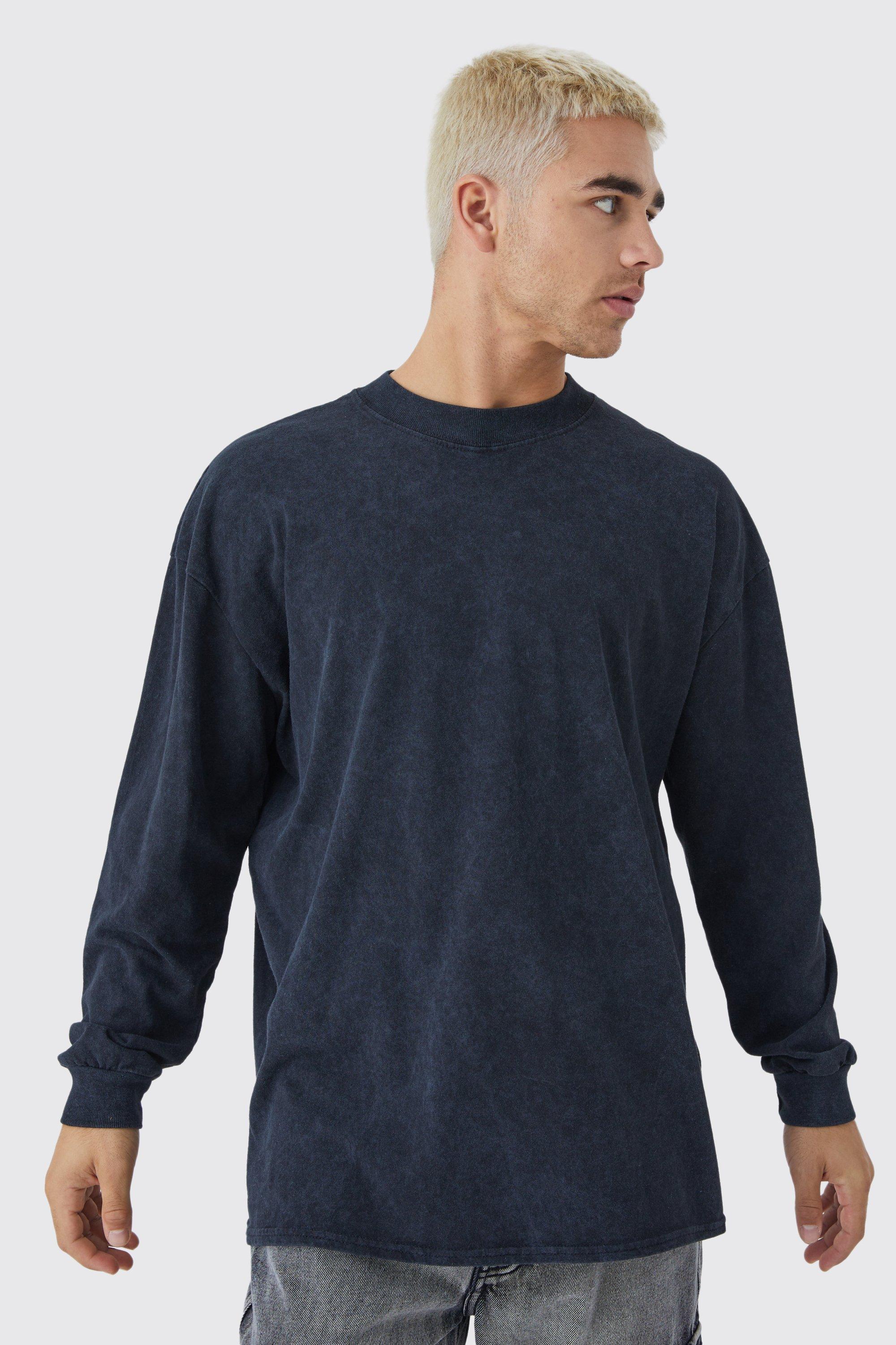 BoohooMAN Oversized Long Sleeve Limited Acid Wash T-shirt in Blue for Men |  Lyst UK