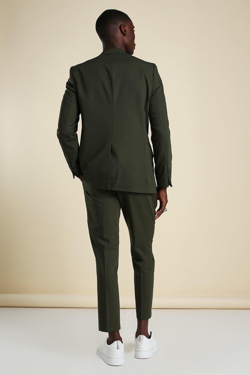 BoohooMAN Skinny Plain Cropped Suit Pants in Green for Men Lyst