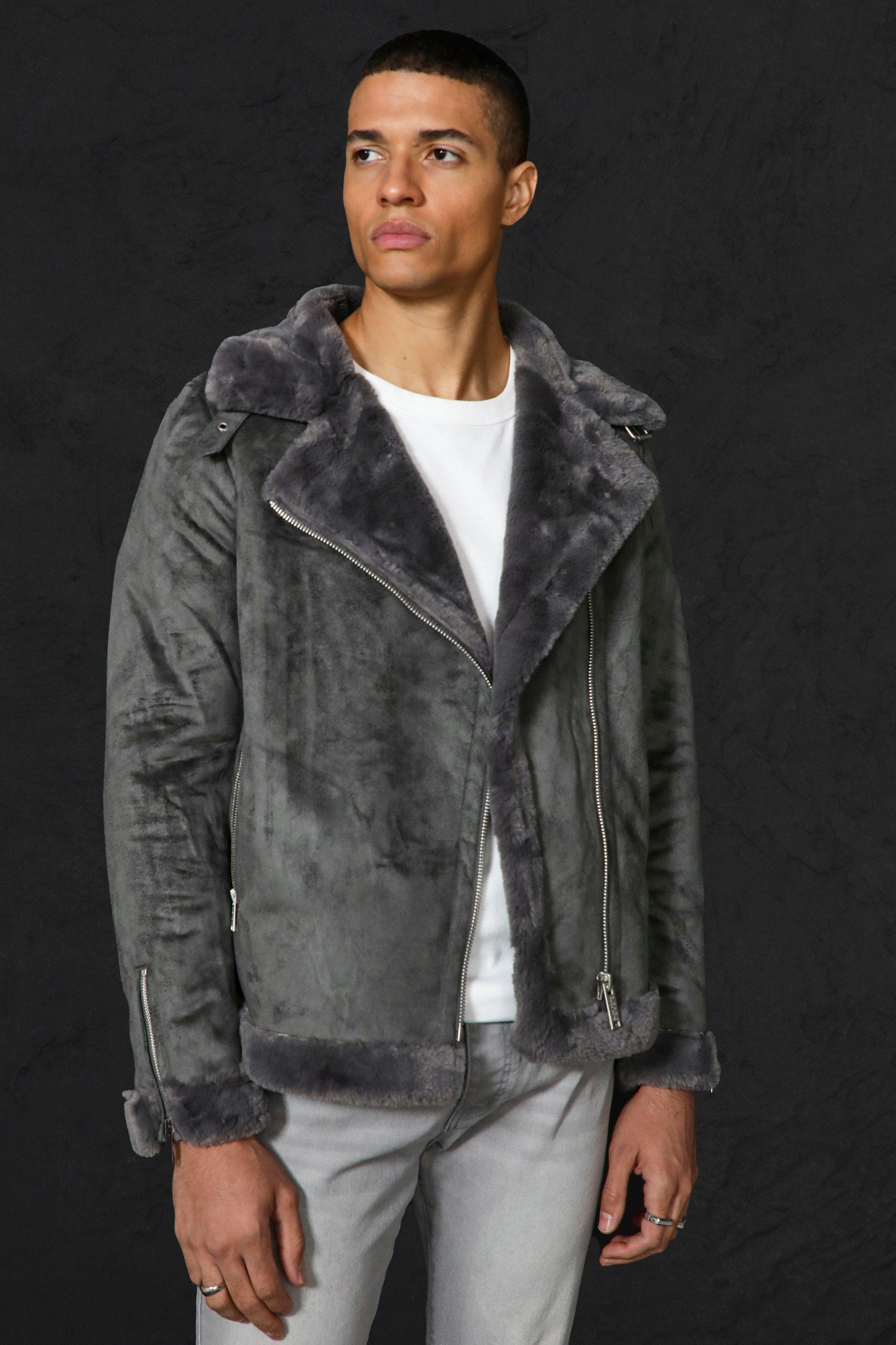 black suede fur lined jacket