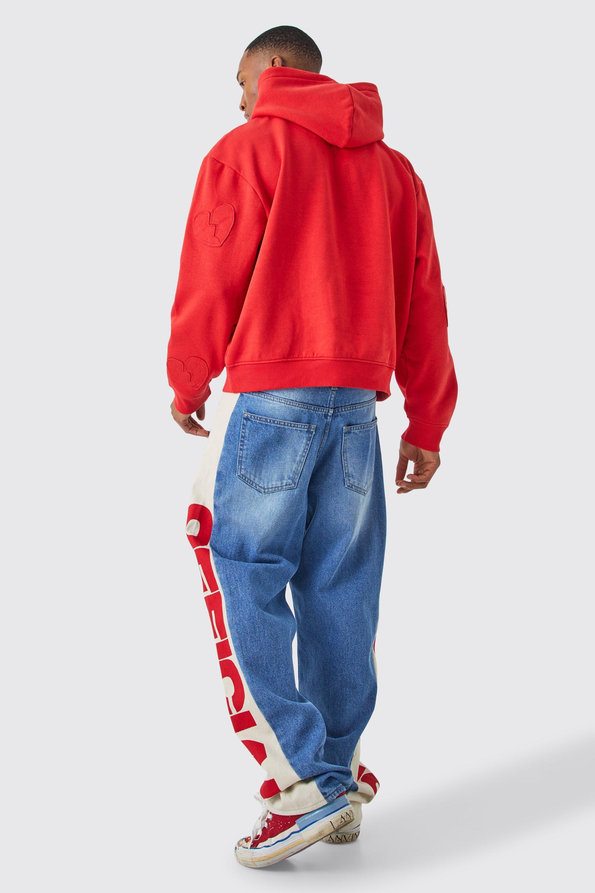 Boohooman red shop hoodie