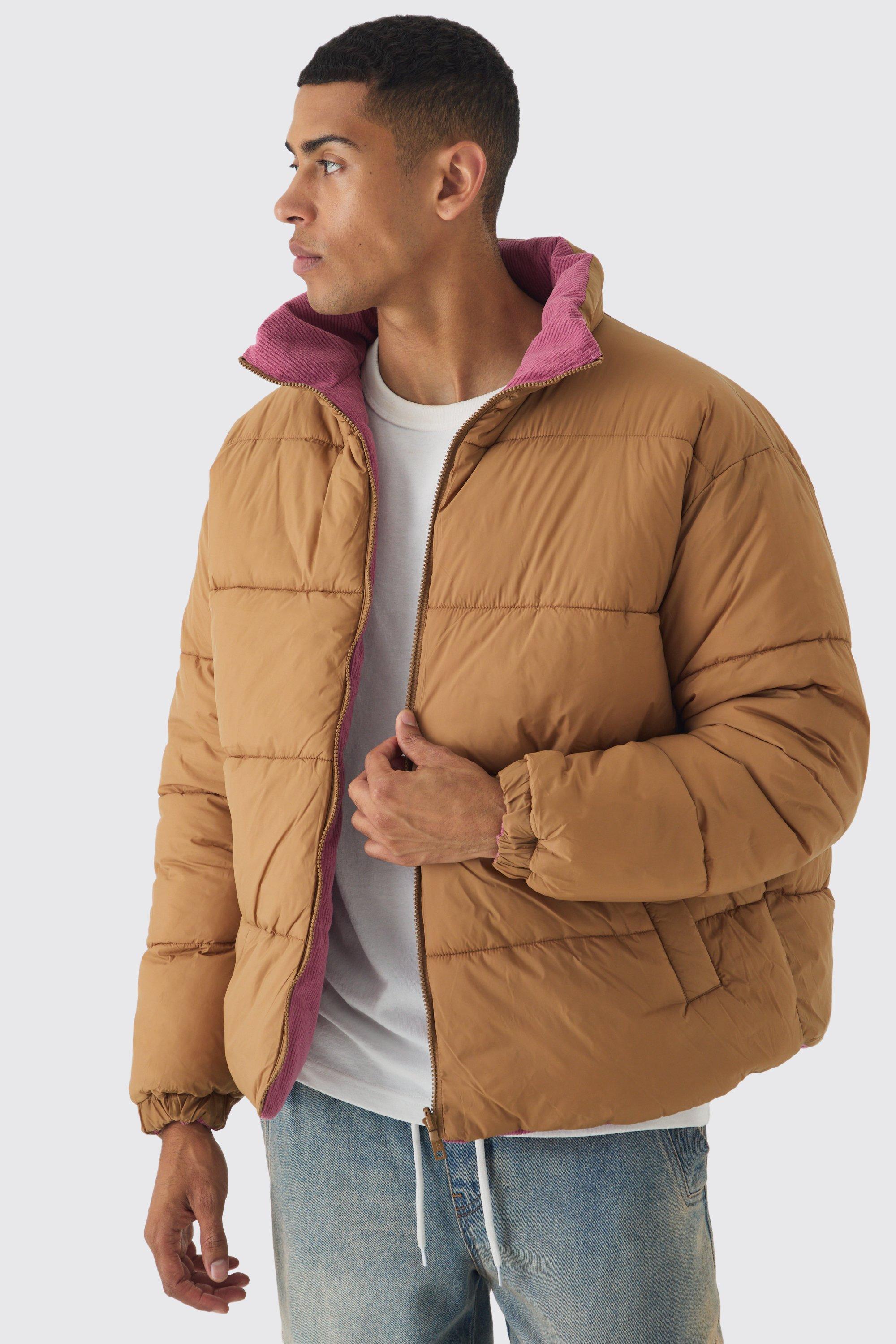 BoohooMAN Reversible Corduroy Puffer Jacket in Red for Men Lyst UK