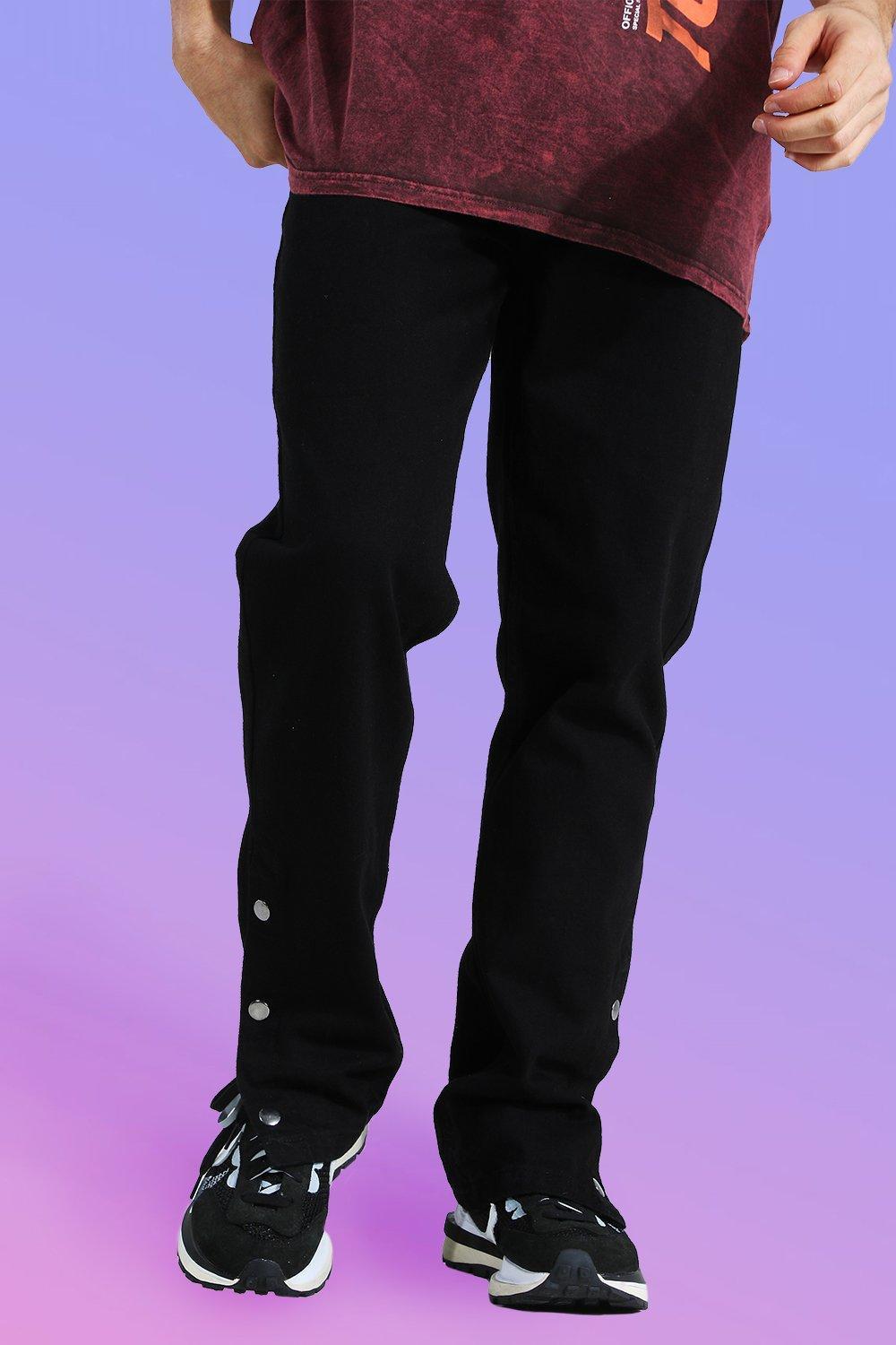 BoohooMAN Denim Straight Leg Popper Hem 