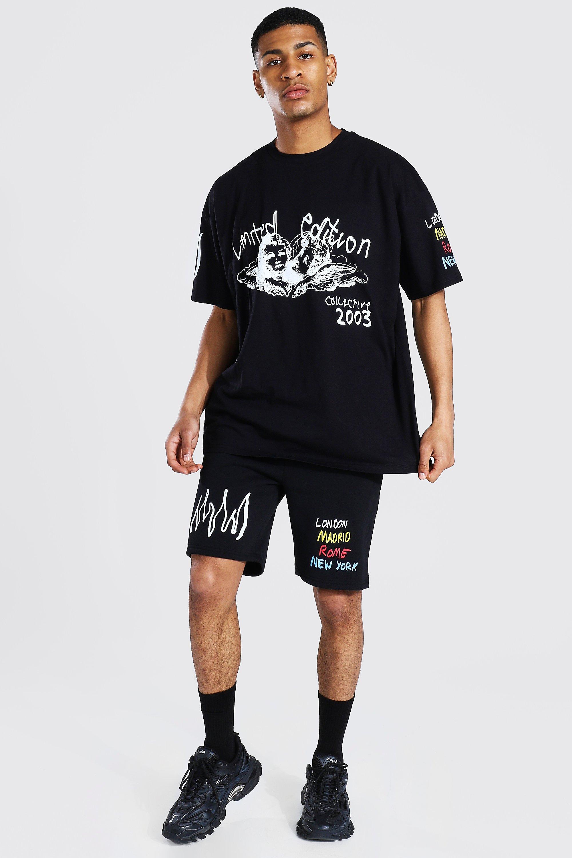 boohooman t shirt and shorts