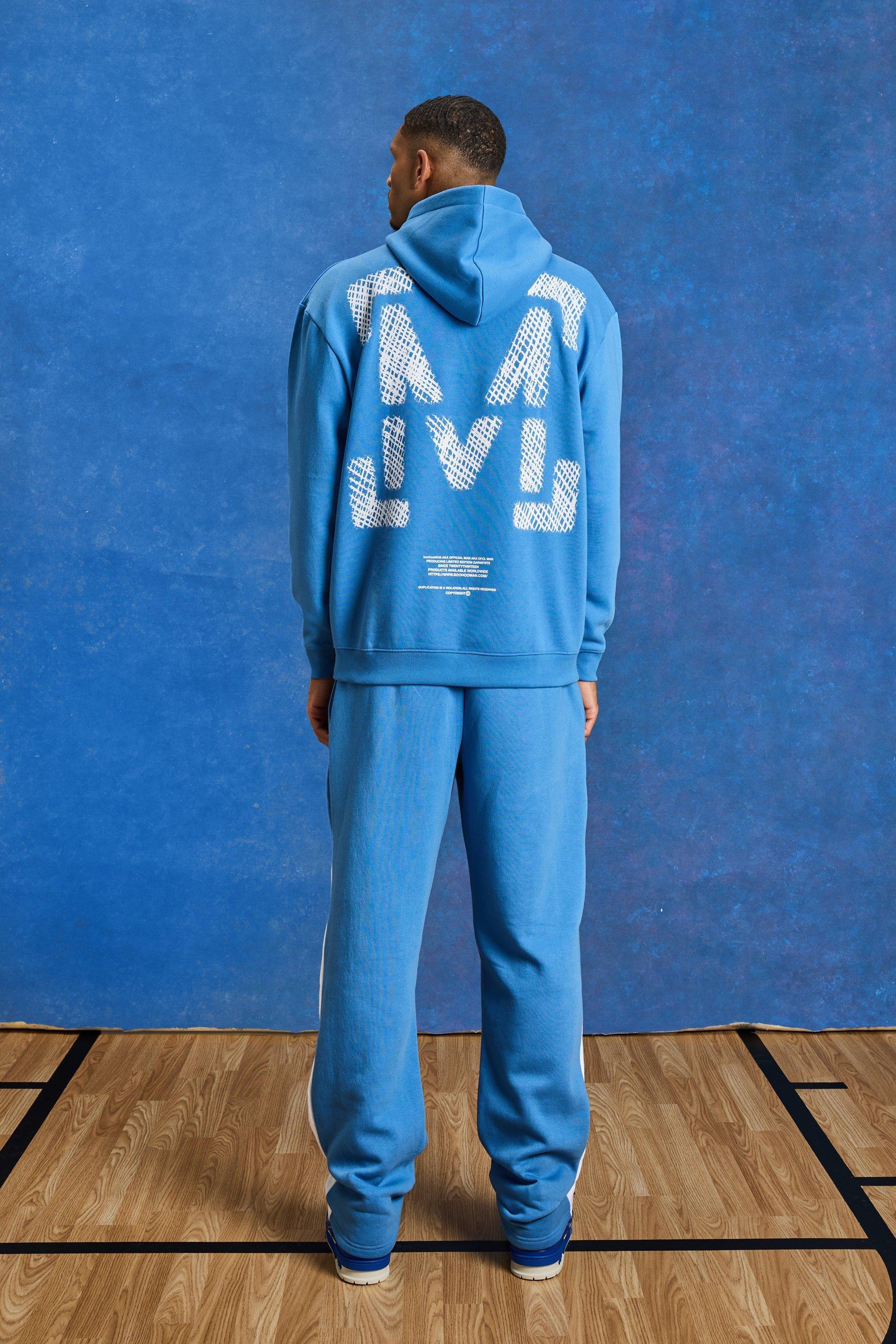 Boohoo Tall Oversized Gusset Panel Star Hoodie in Blue