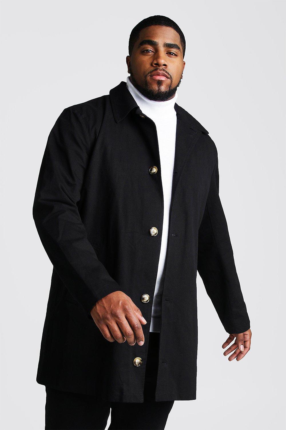 BoohooMAN Denim Big And Tall Single Breasted Trench Coat ...