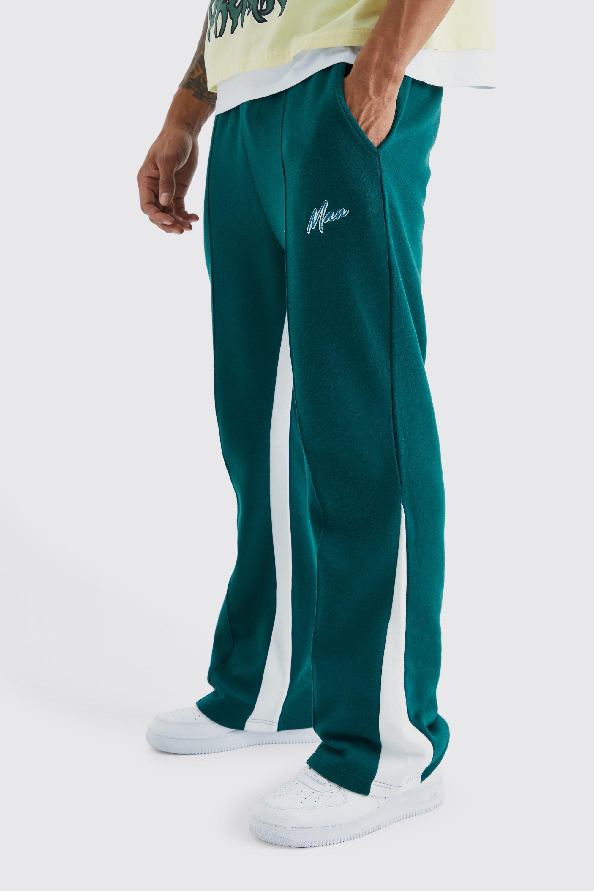 Boohoo Stacked Contrast Gusset Jogger in Green