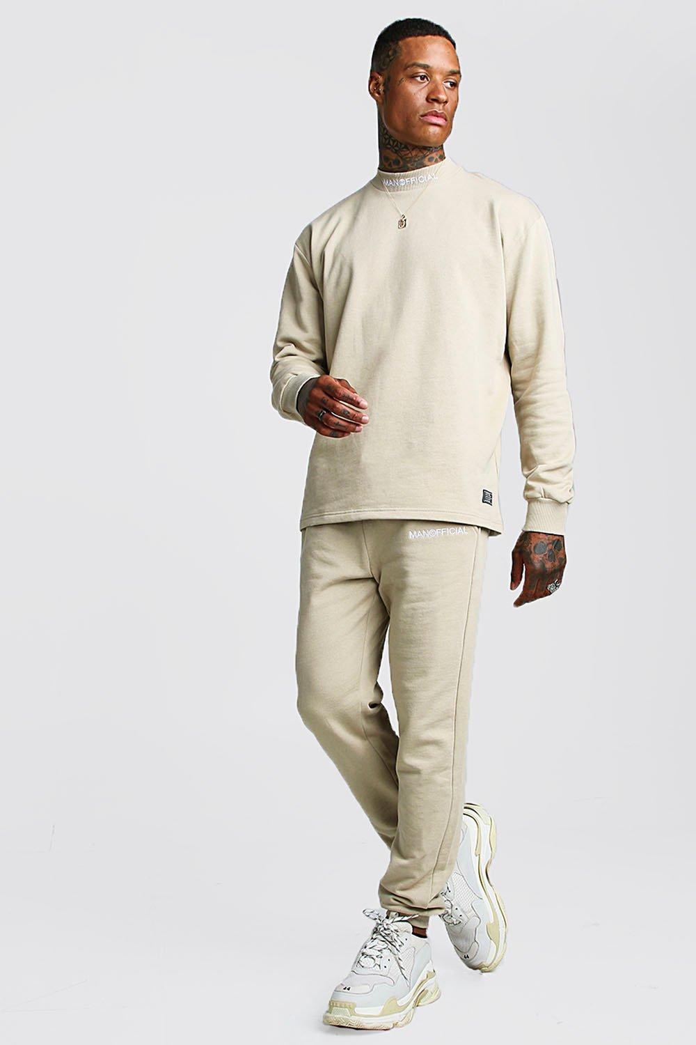 boohooman beige tracksuit