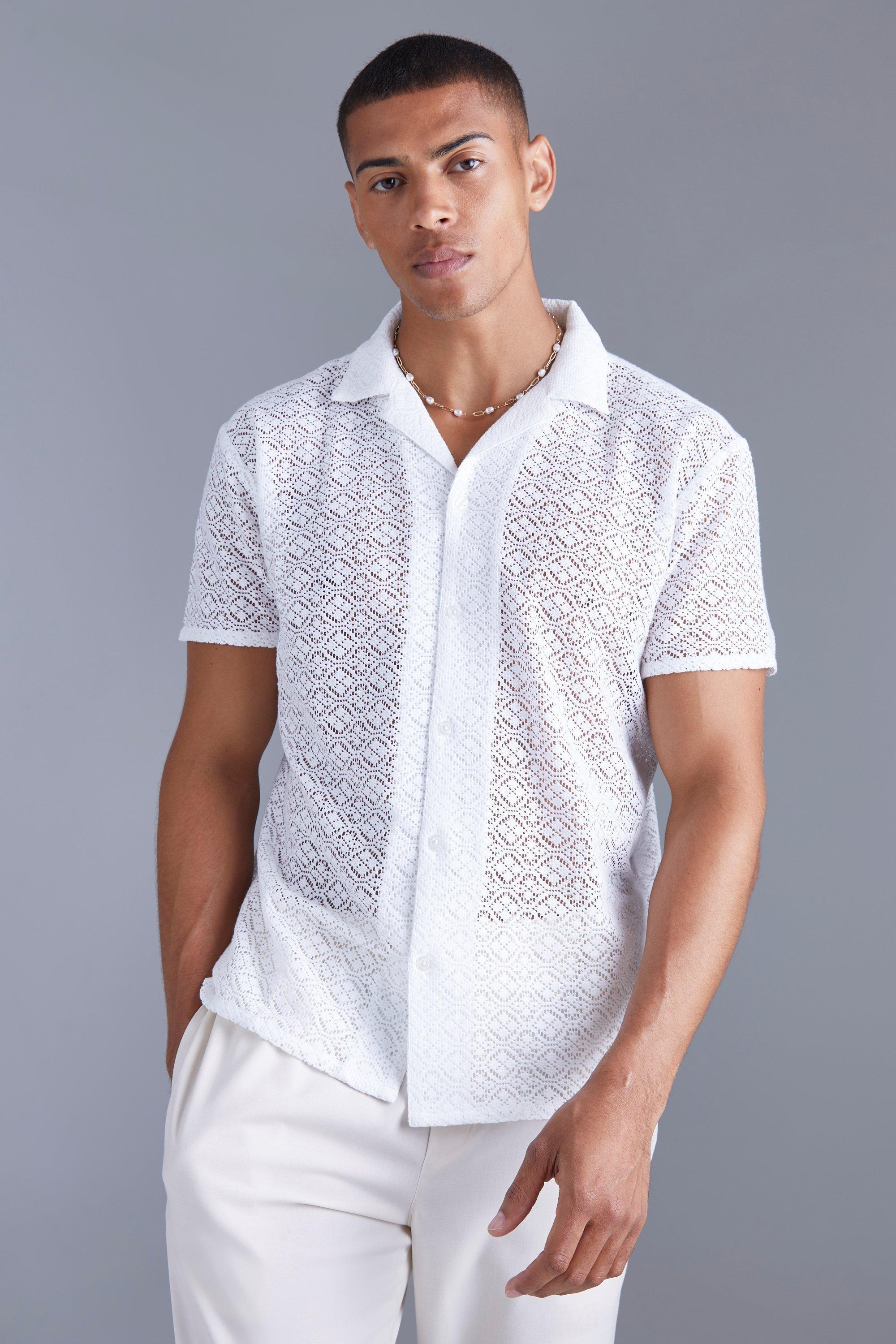 mens designer white short sleeve shirts