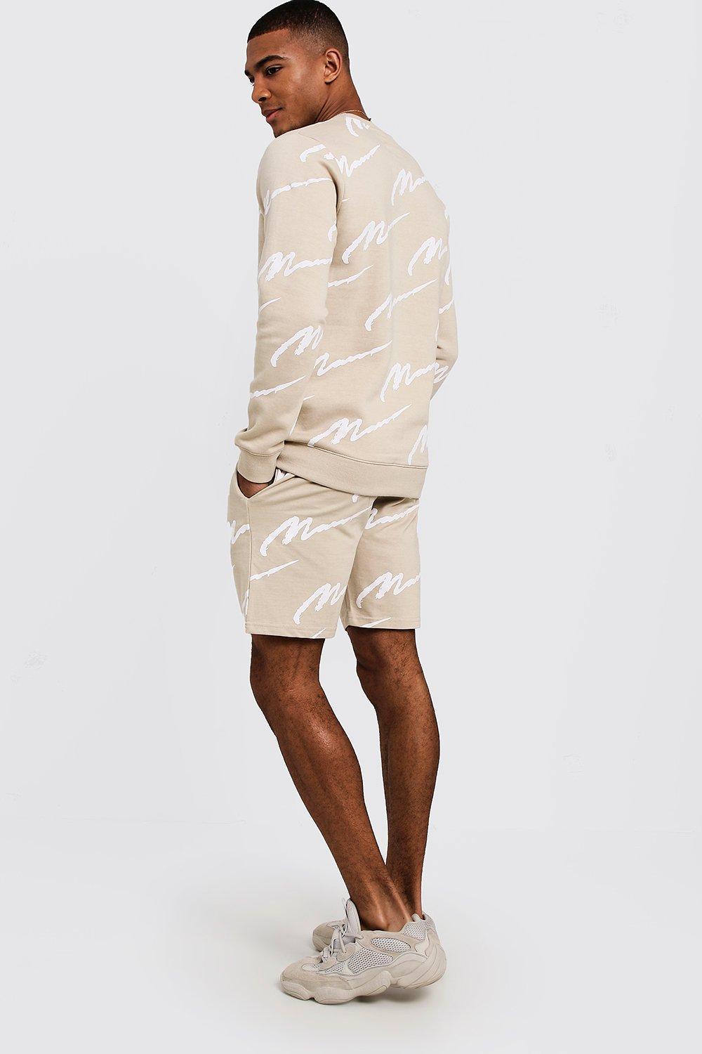 all over man print sweater short tracksuit