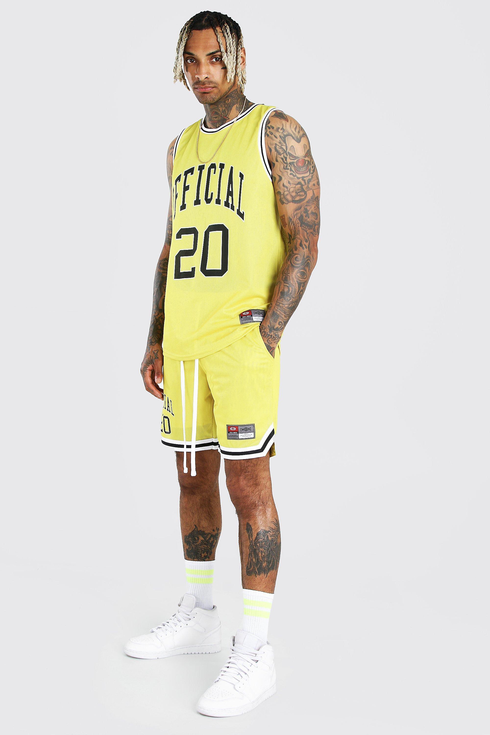 BoohooMAN Man Airtex Vest & Basketball Set in Yellow for Men | Lyst