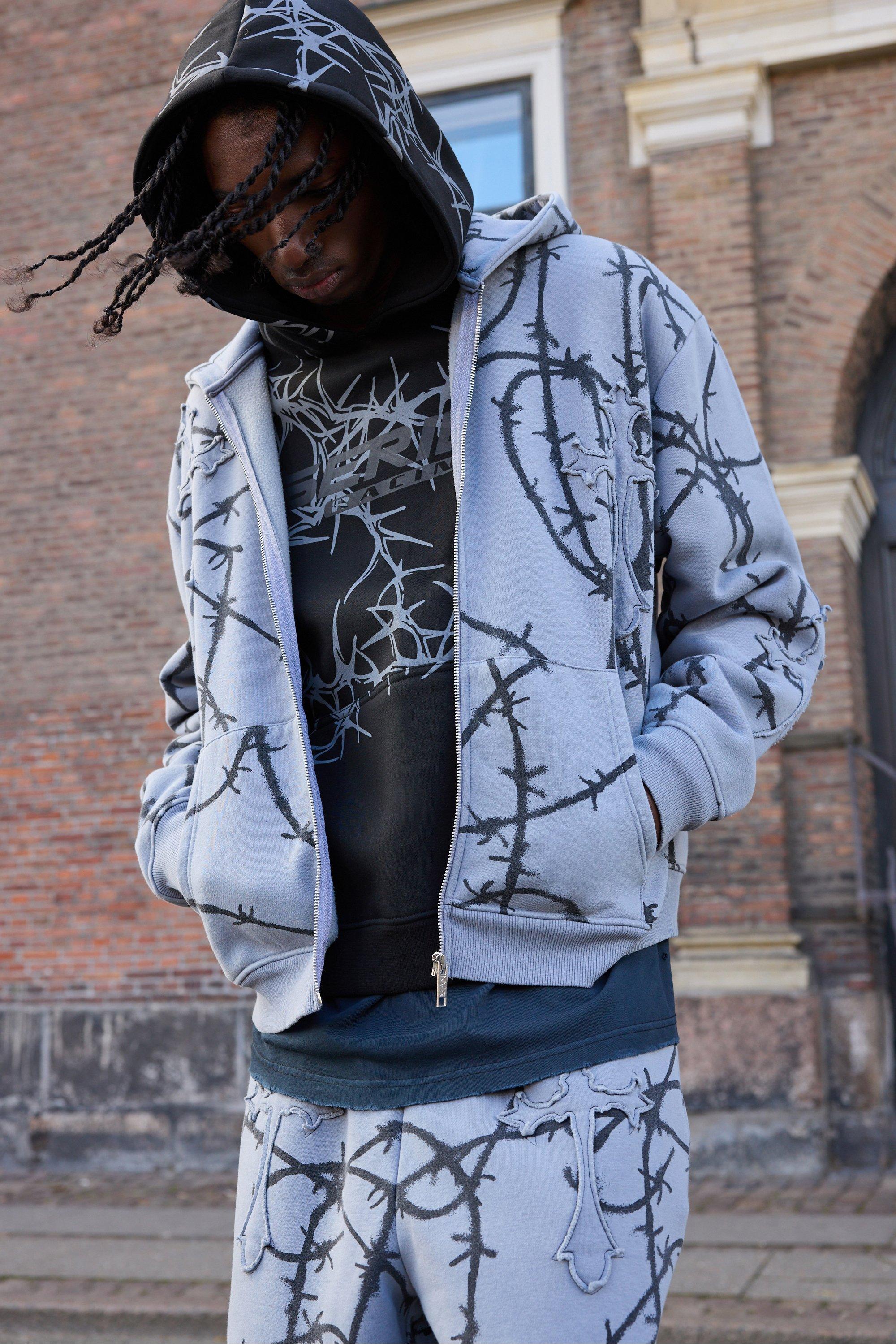 Blue boohooman hoodie hotsell