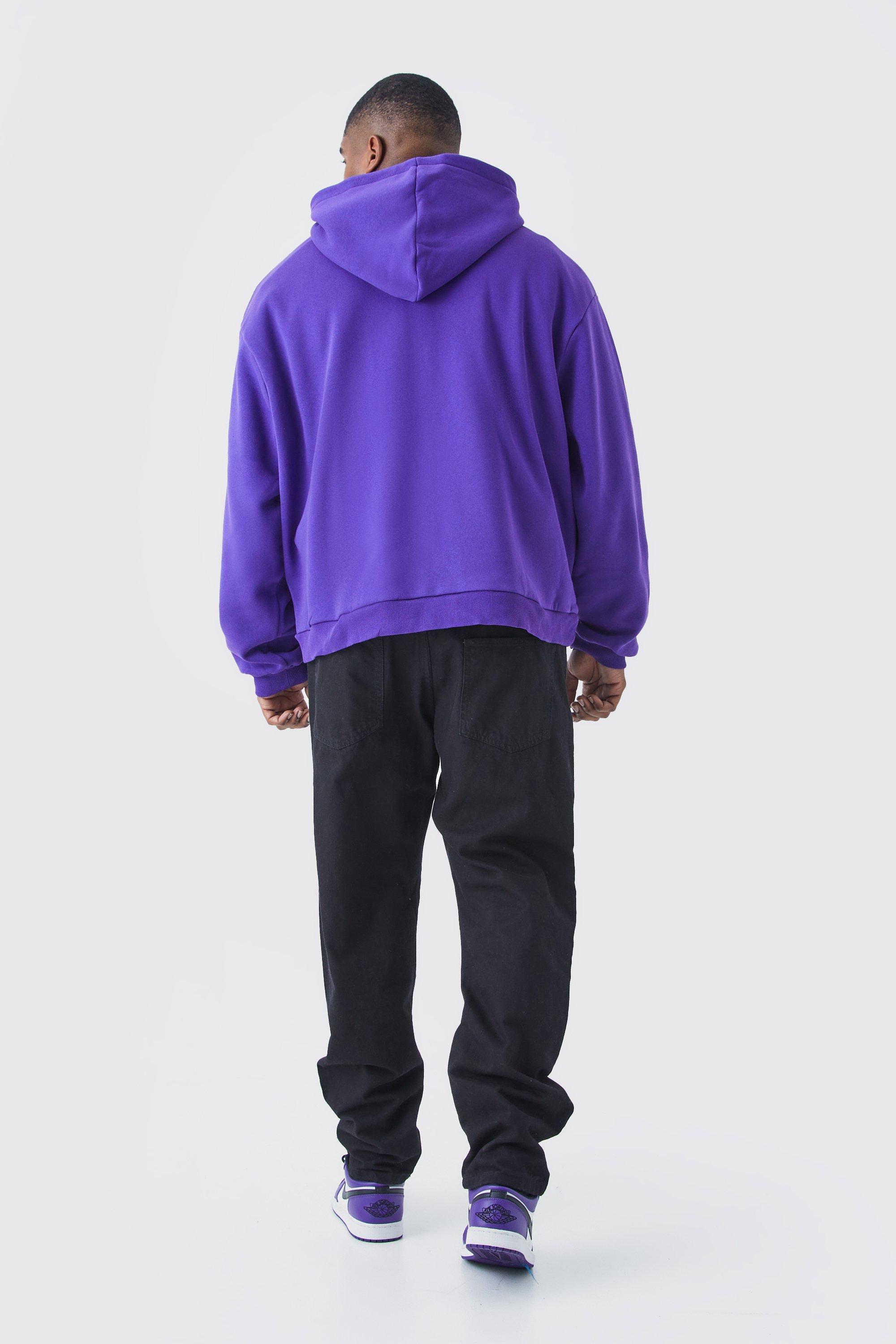 Boohoo Plus Official Boxy Oversized Zip Hoodie in Purple