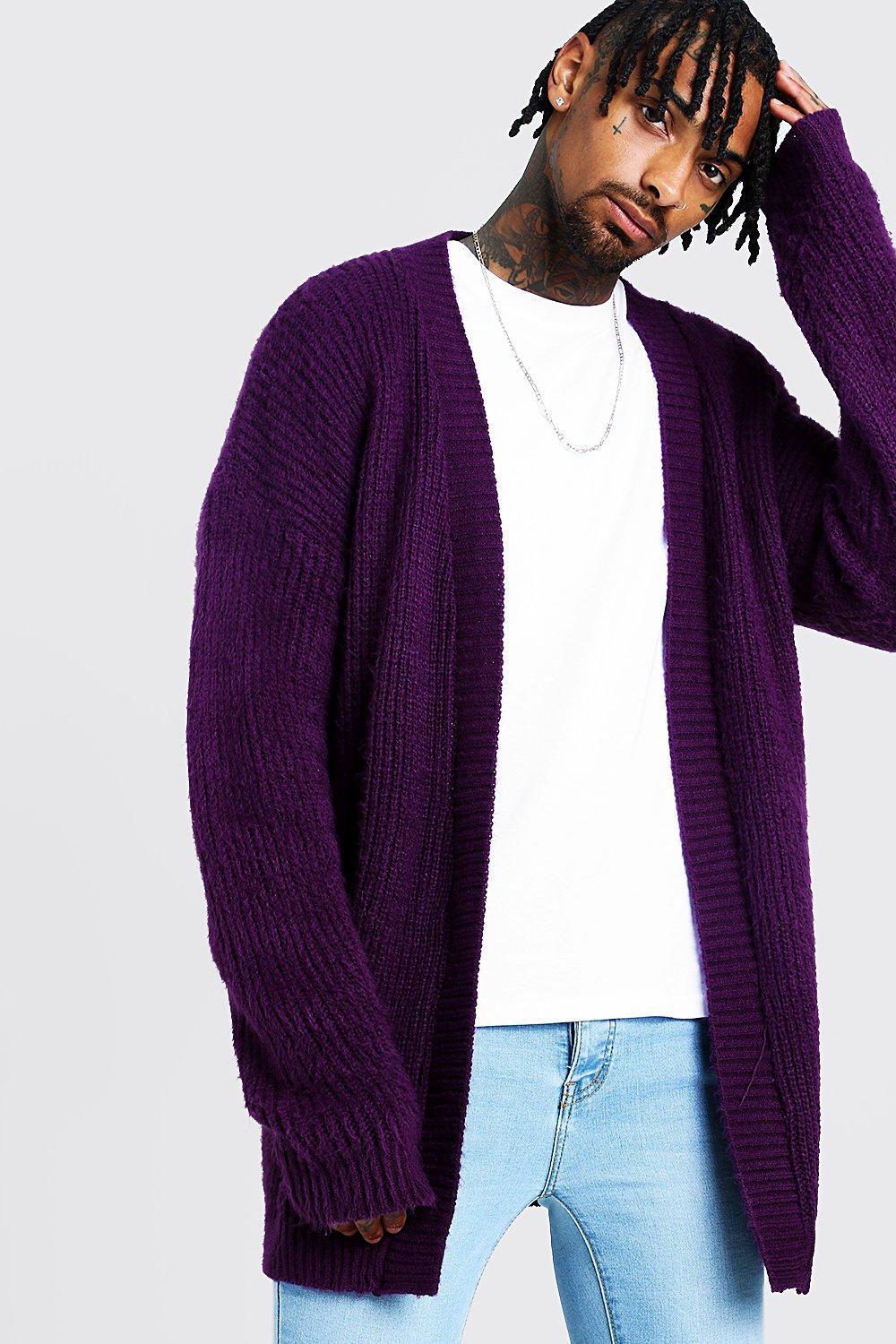 BoohooMAN Oversized Laguna Cardigan in Purple for Men - Lyst