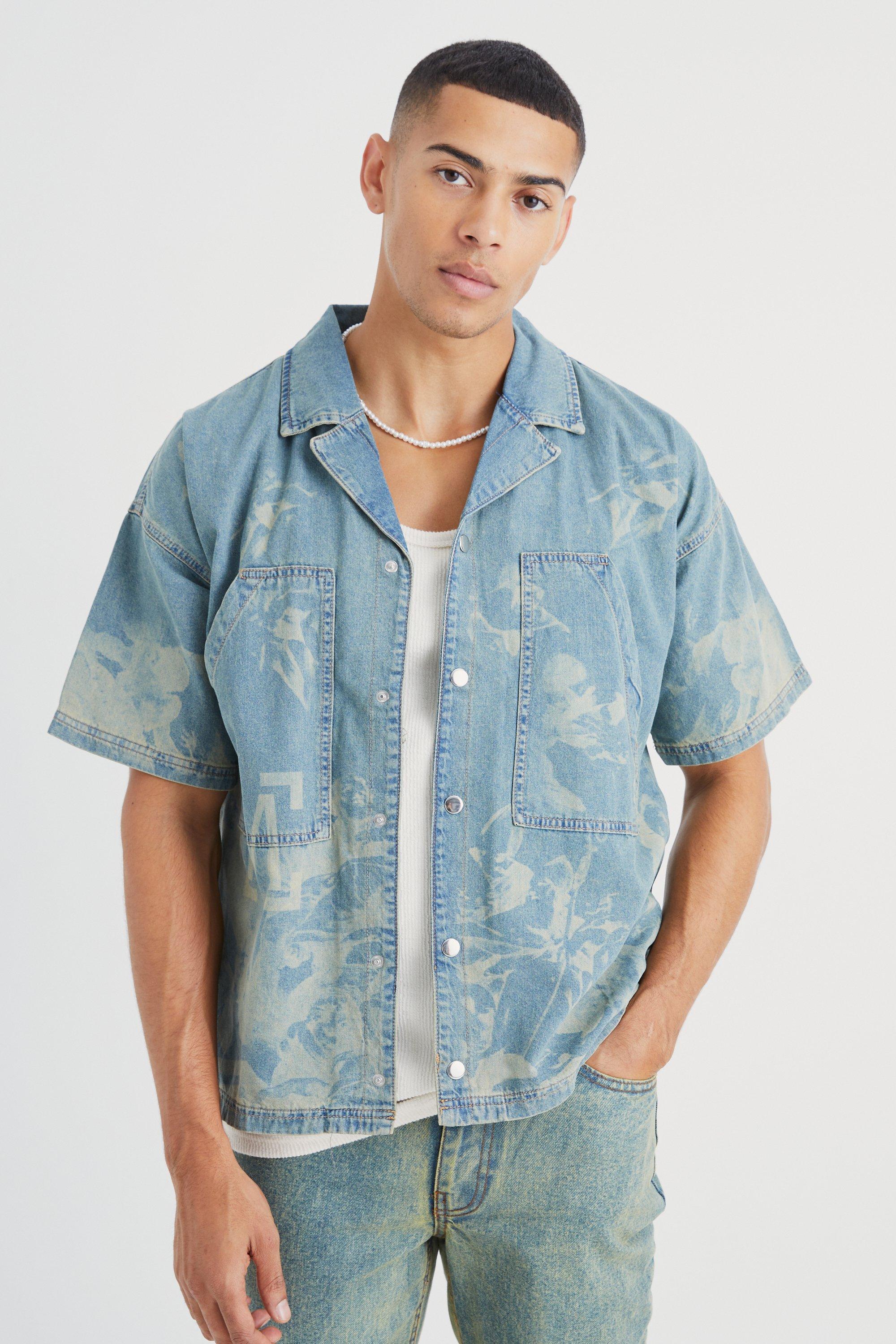 Baroque print deals denim shirt