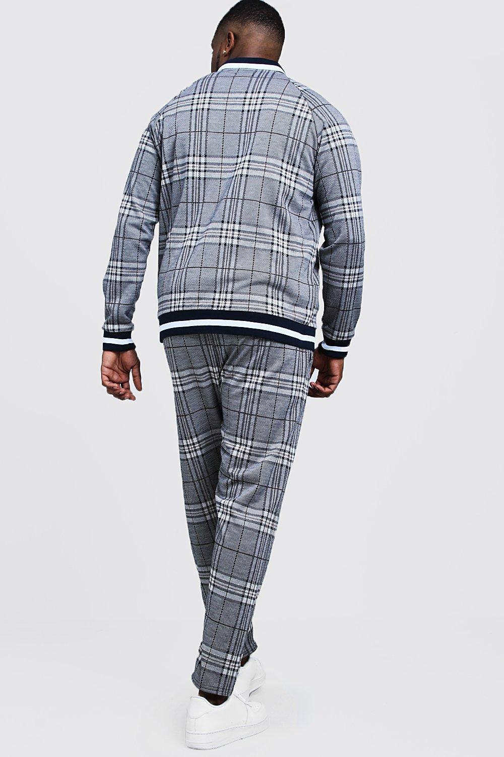 BoohooMAN Synthetic Big & Tall Man Check Smart Bomber ...