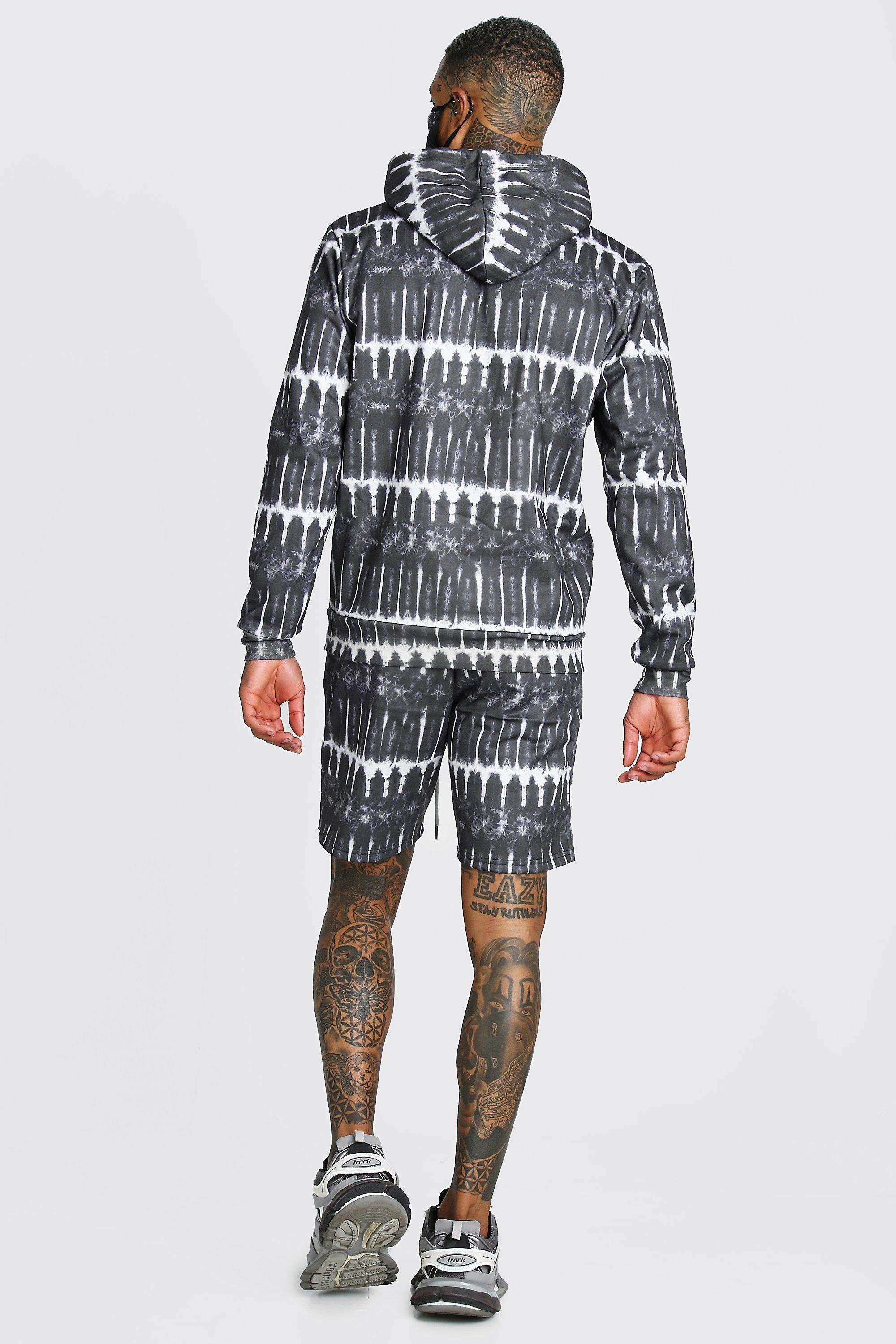 BoohooMAN Tie Dye Graphic Print Short Tracksuit in Black for Men Lyst