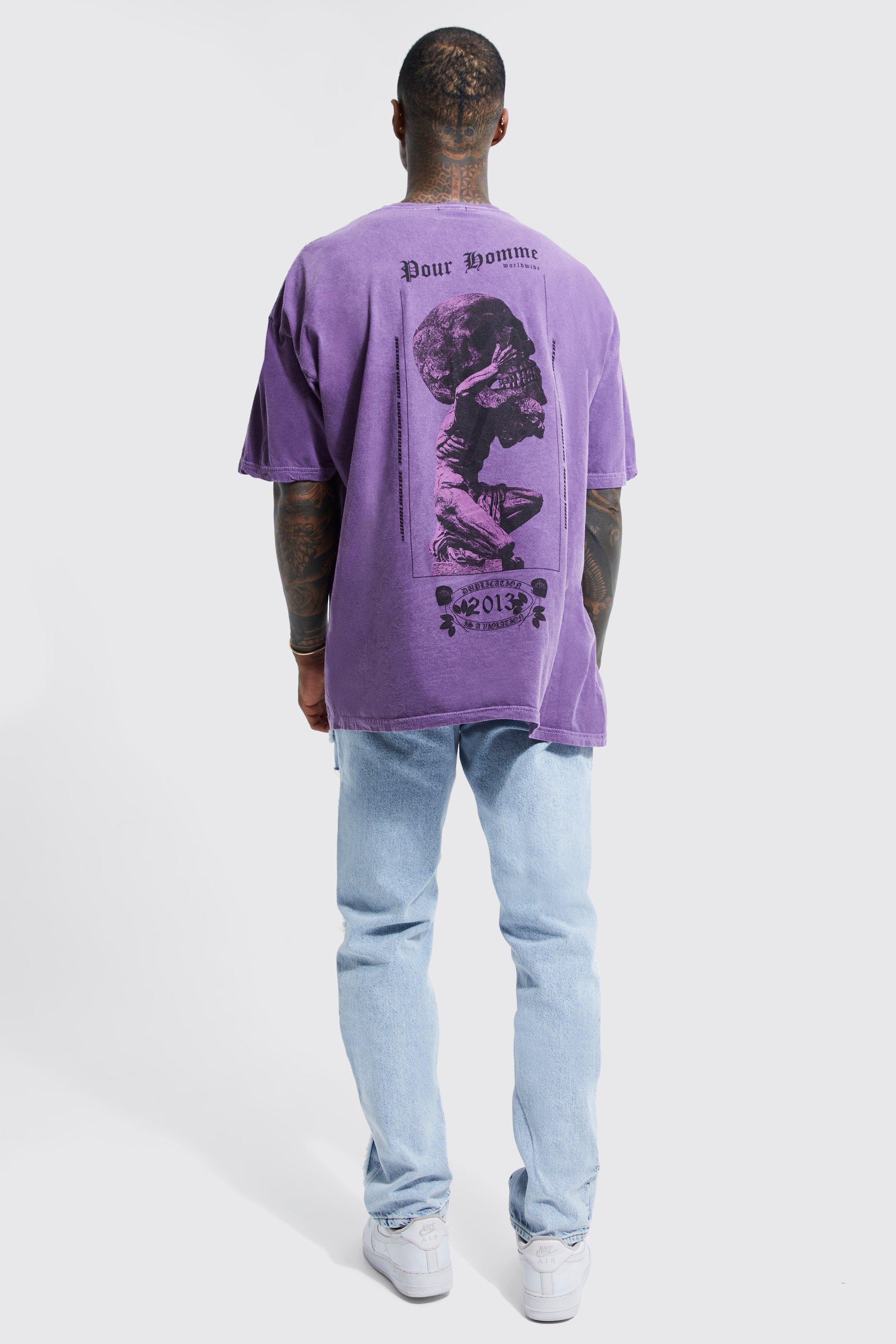BoohooMAN Oversized Skull Overdye Graphic T-shirt in Purple for Men | Lyst  UK