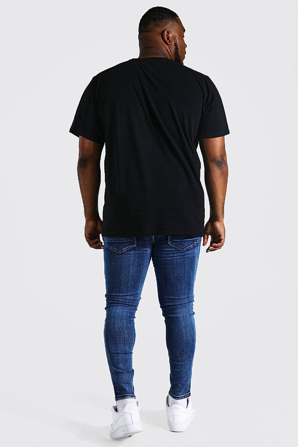 Blue Skinny Fit Ripped Biker Jeans 