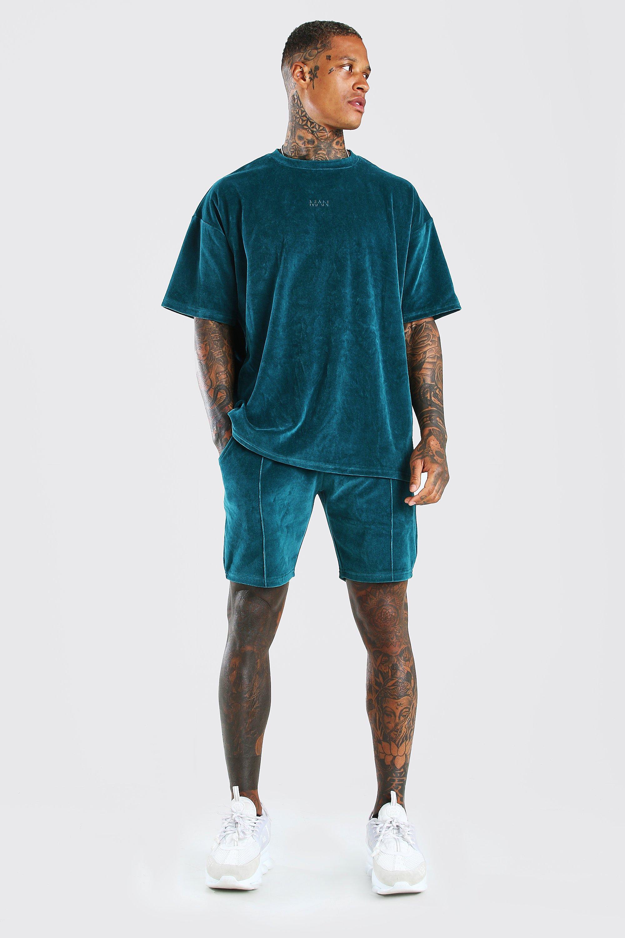 boohooman t shirt and shorts