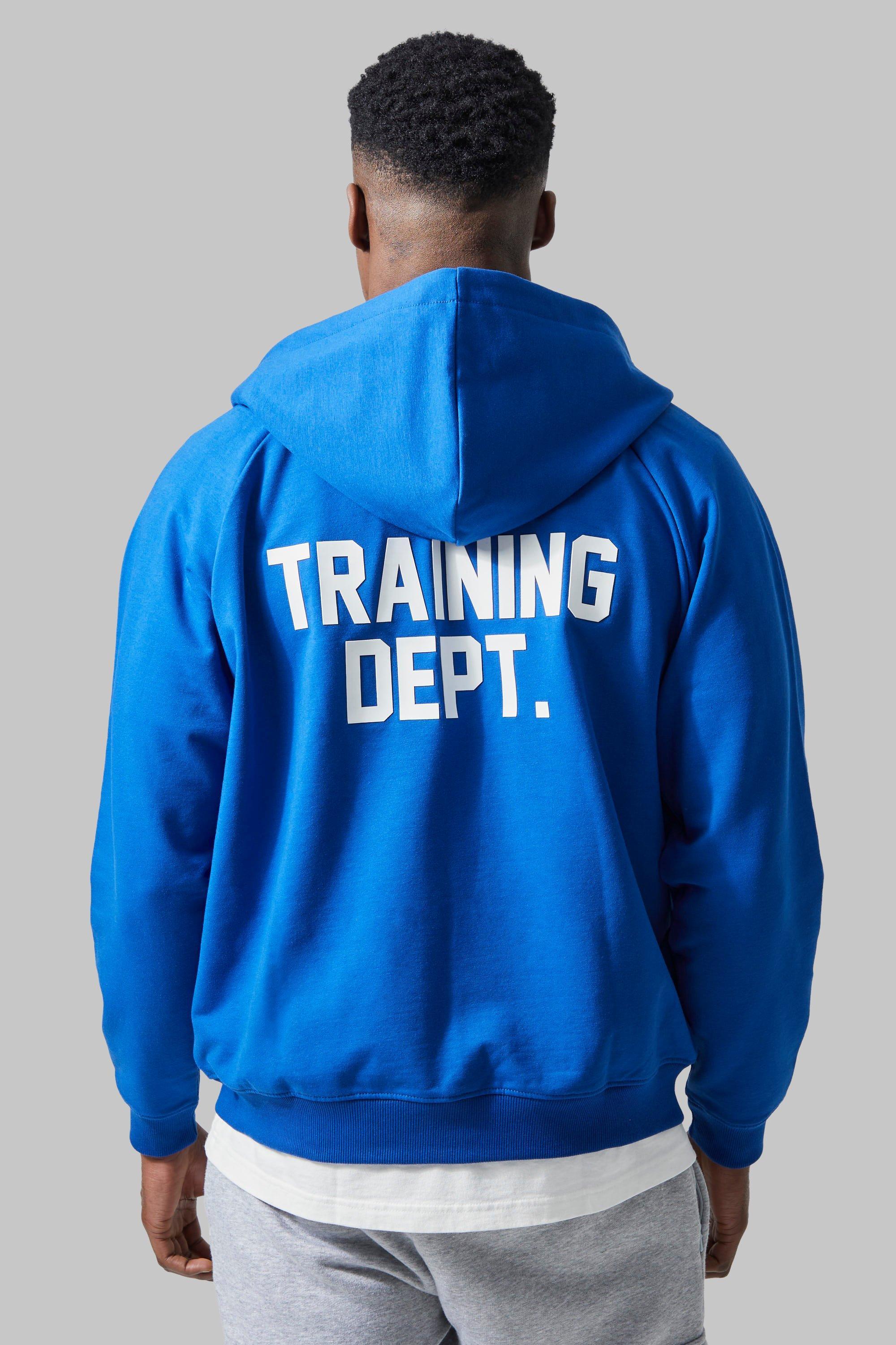 BoohooMAN Man Active Training Dept Boxy Zip Hoodie in Blue for Men | Lyst