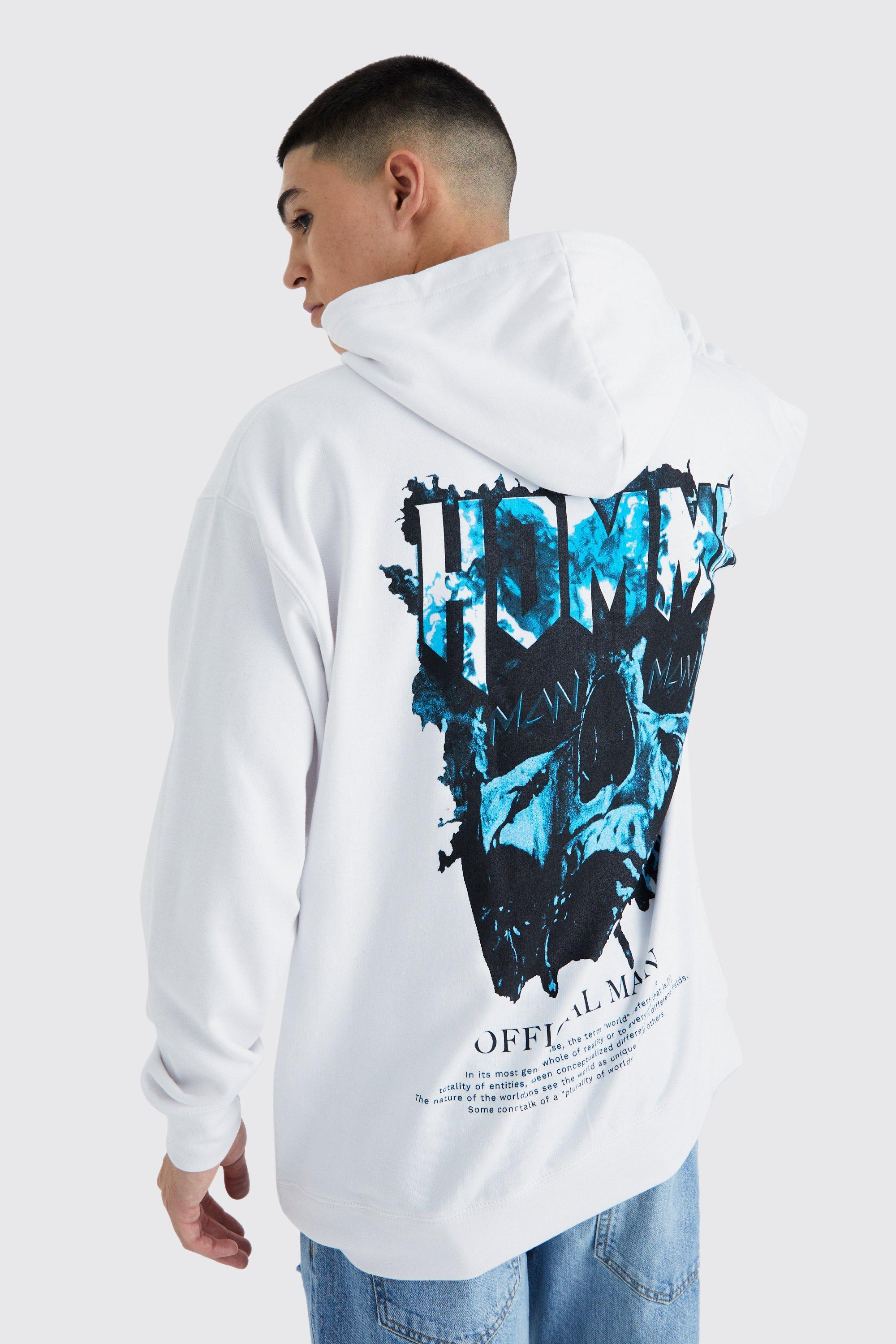 oversized bleach tie dye skull graphic hoodie
