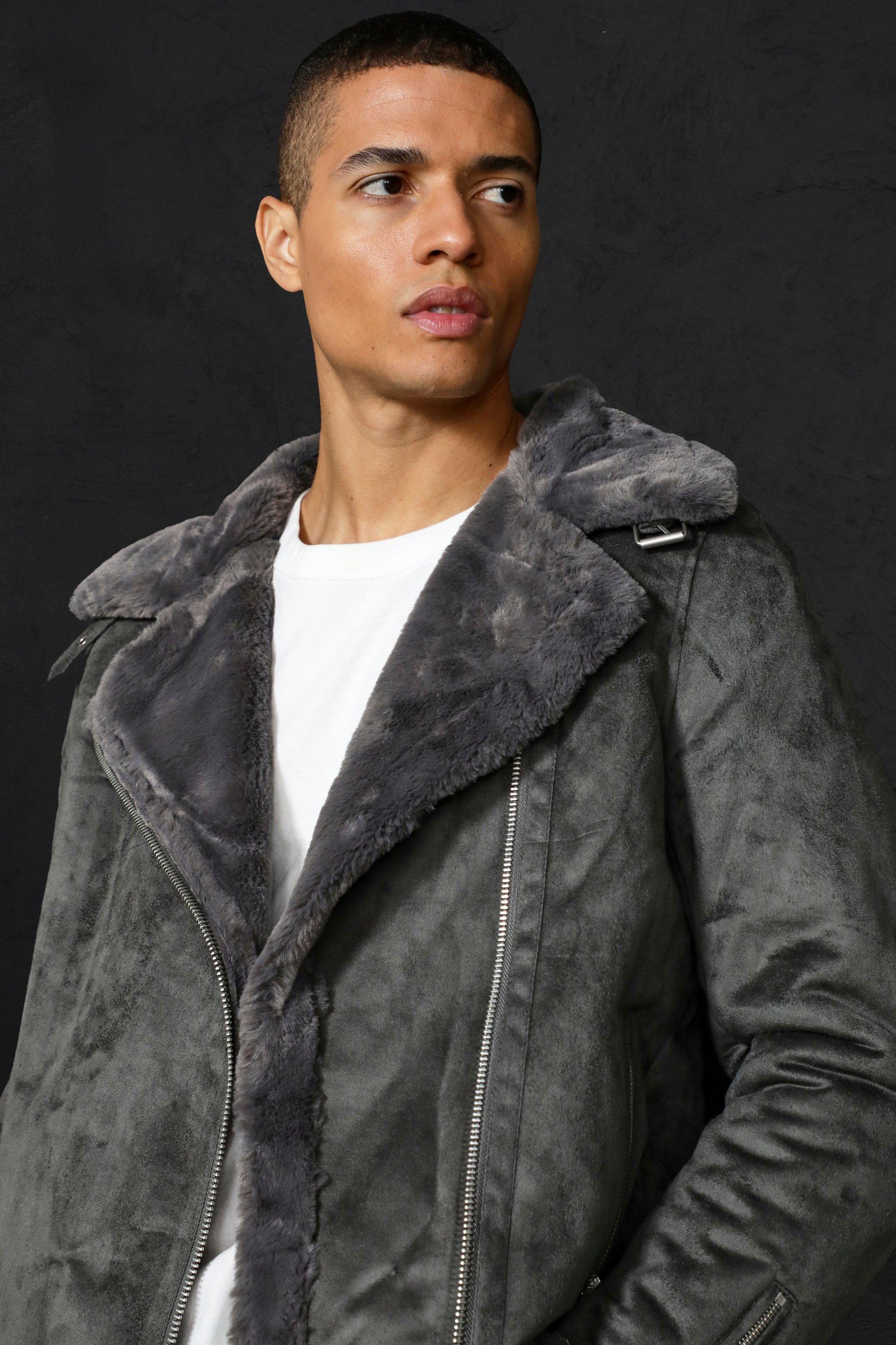 grey suede jacket fur