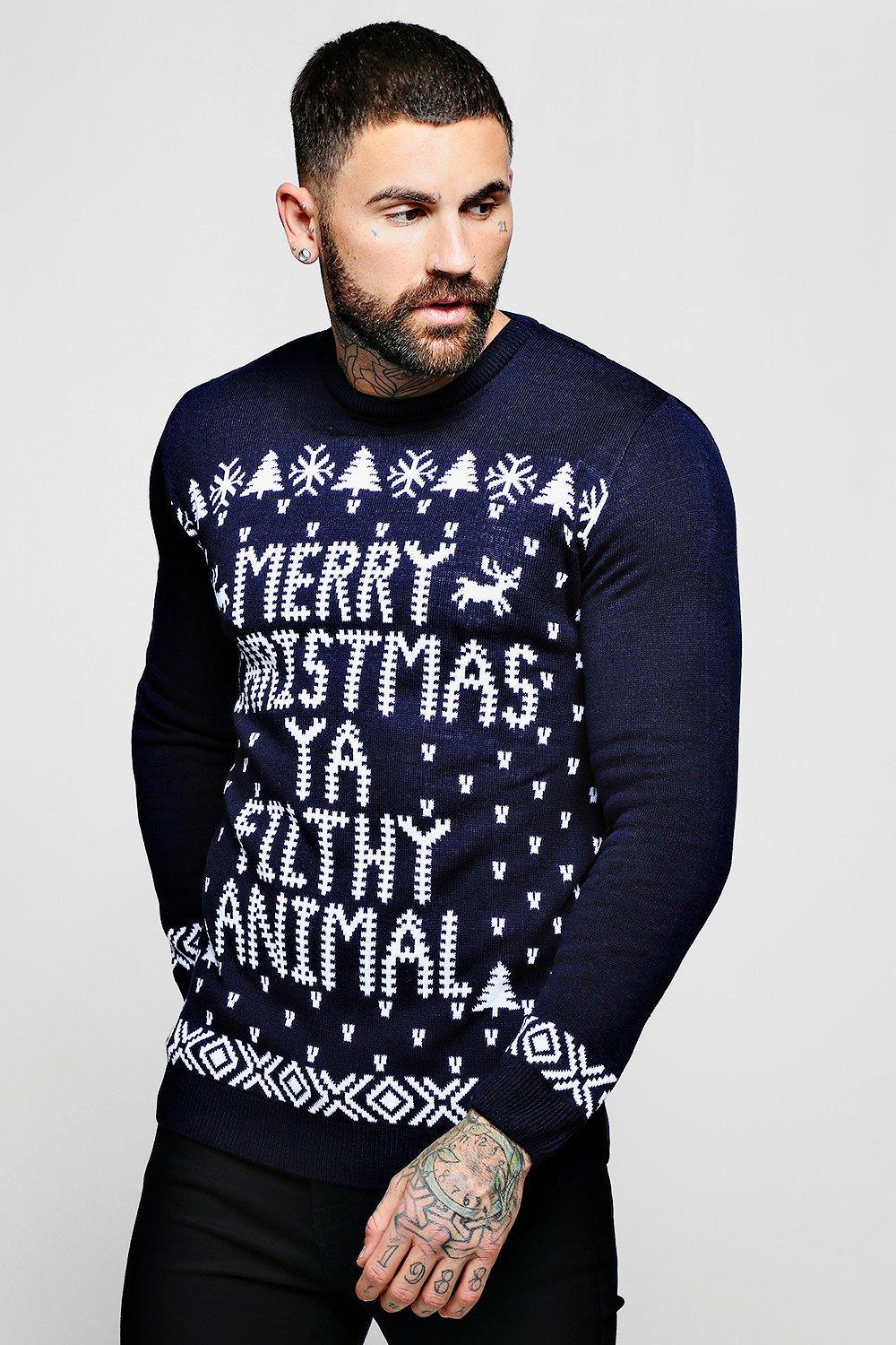 merry christmas you filthy animal jumper mens