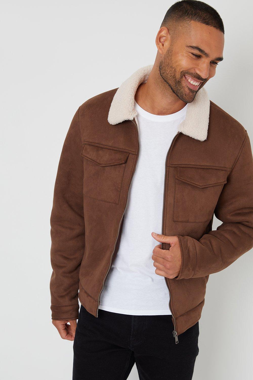 Faux Suede Jacket Boohooman Aviator Jacket Boohooman Faux Suede