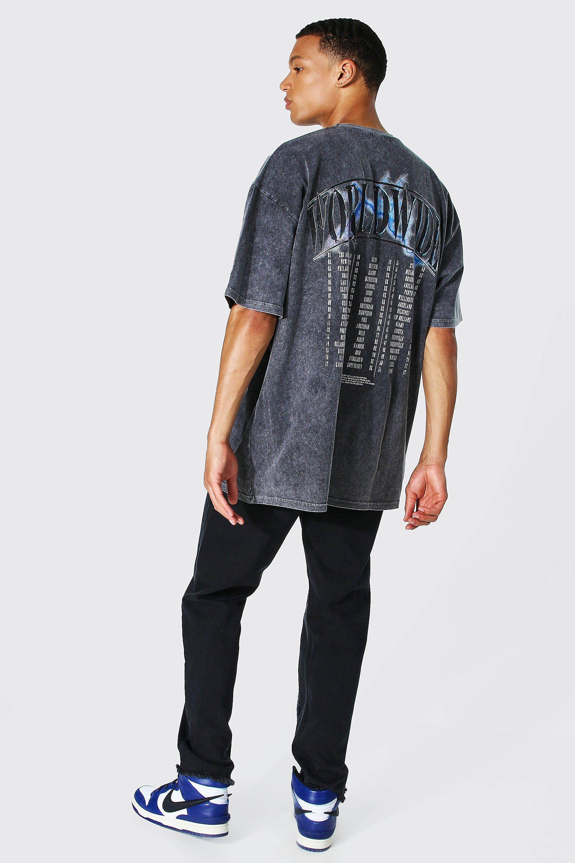 BoohooMAN Denim Tall Oversized Acid Wash Band T-shirt in Black for Men |  Lyst