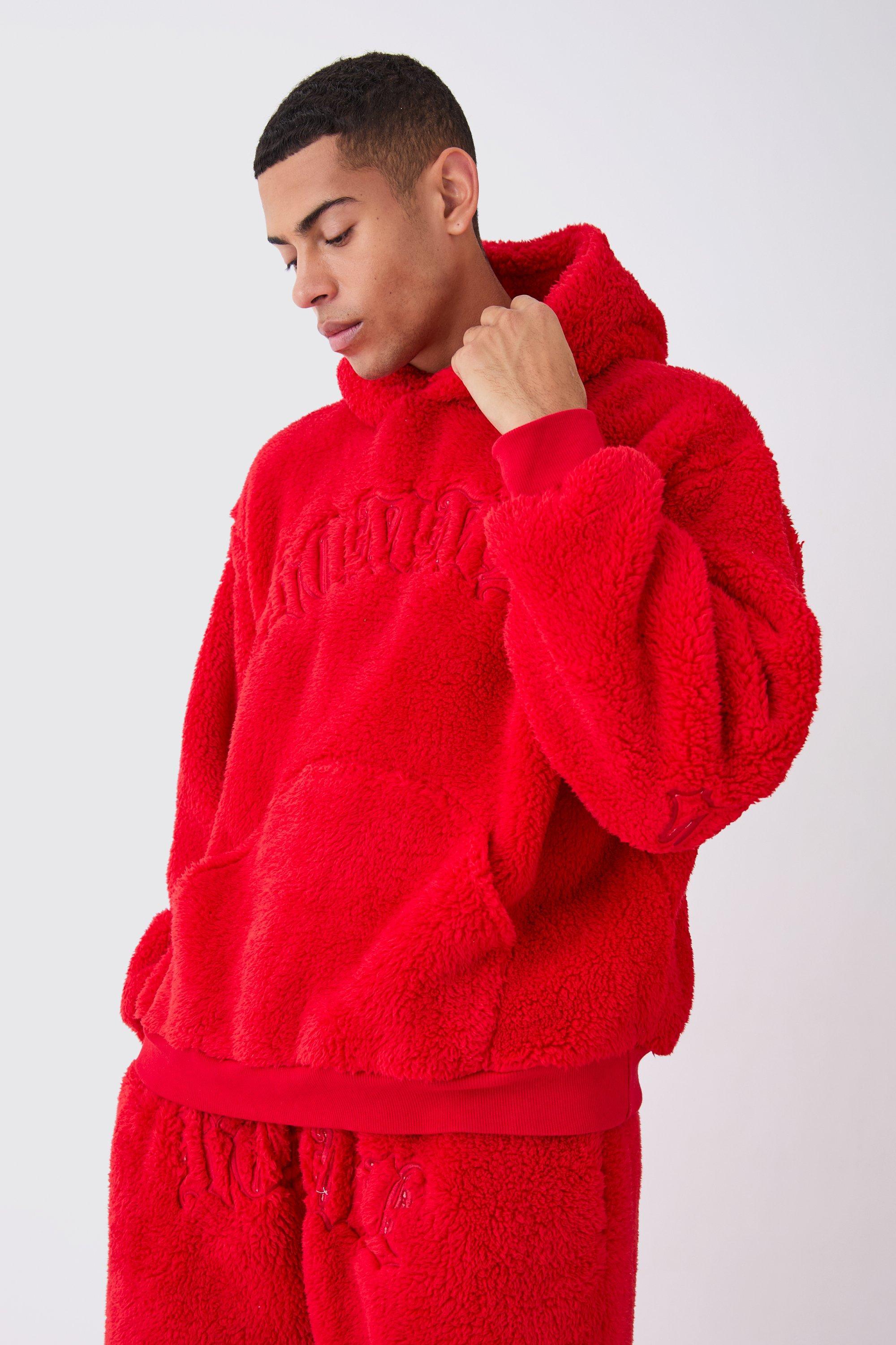 Boohooman red hoodie sales