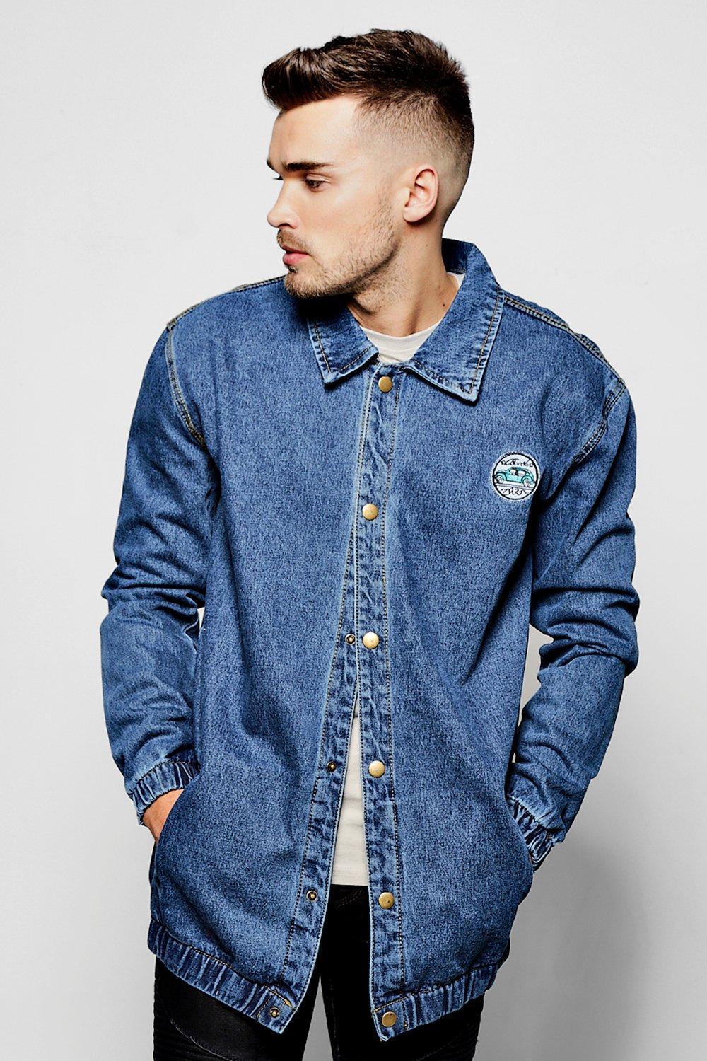 Boohoo Denim  Coach Jacket  With Popper Front in Blue for 
