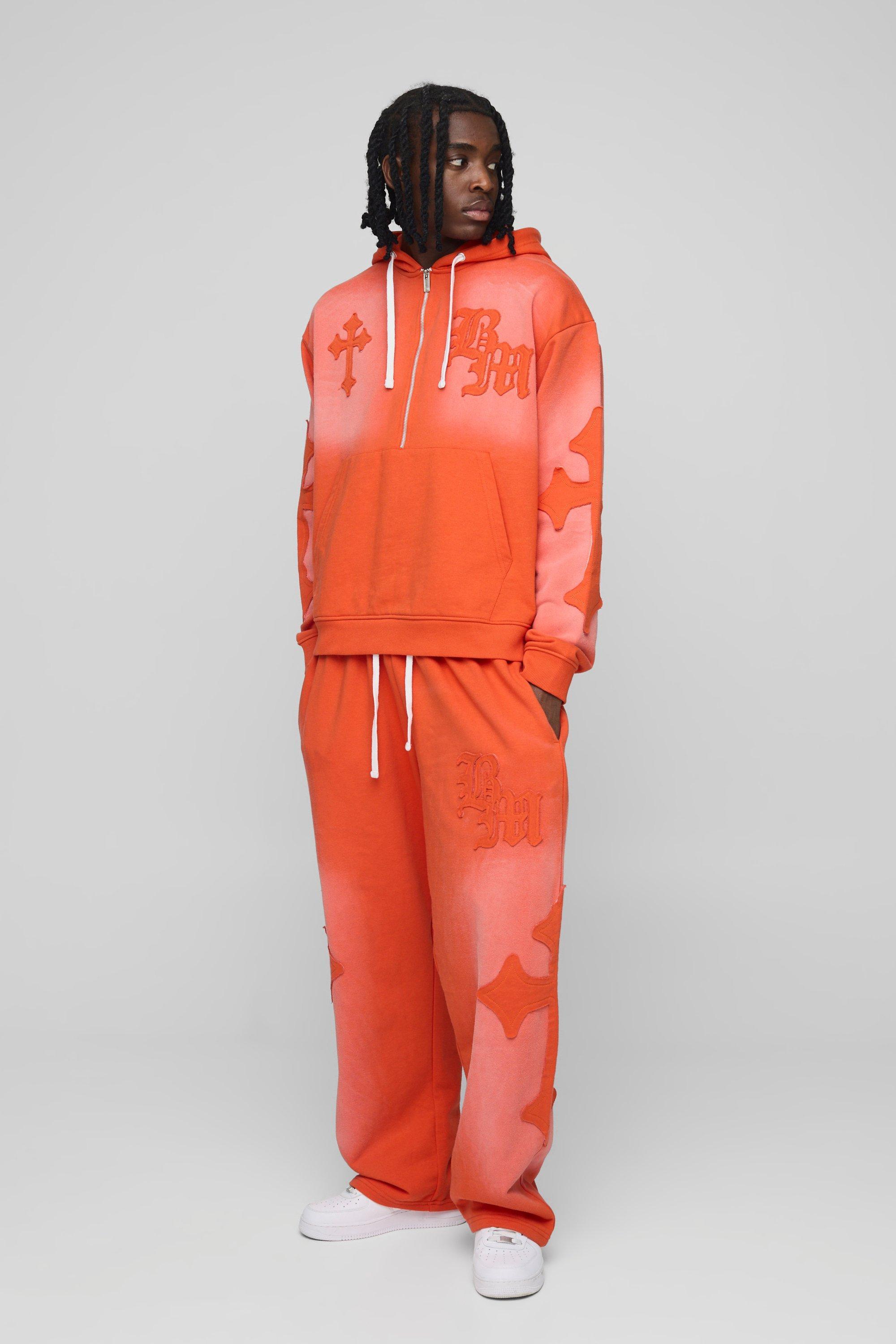 Boohoo Man Printed Hooded Tracksuit Red Boohooman Tracksuit