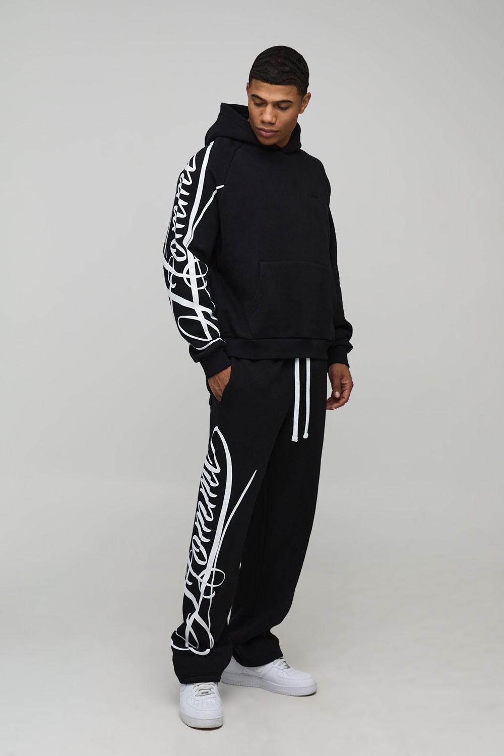 Graffiti Black Boohooman Tracksuit Tracksuit Set Red Boohooman