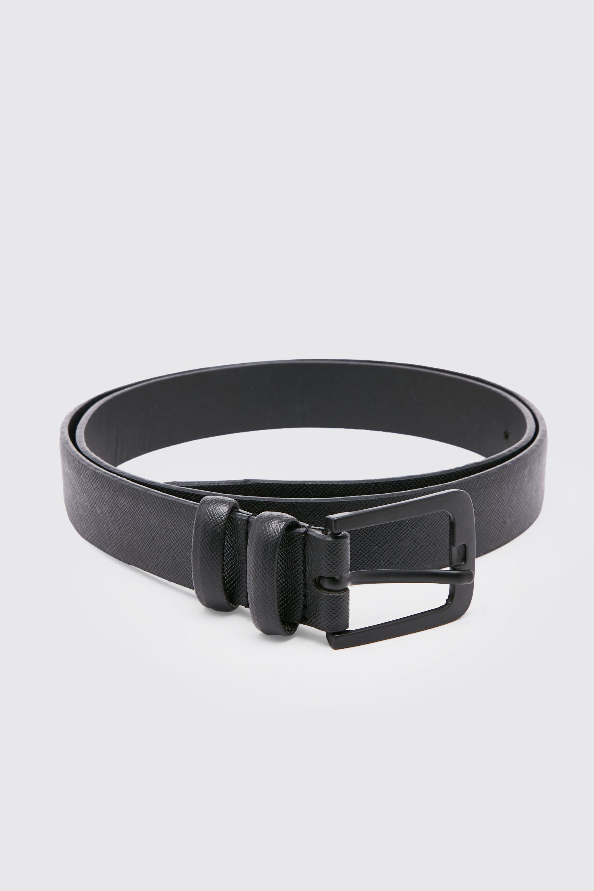 Boohoo Faux Leather Saffiano Belt in Black for Men | Lyst