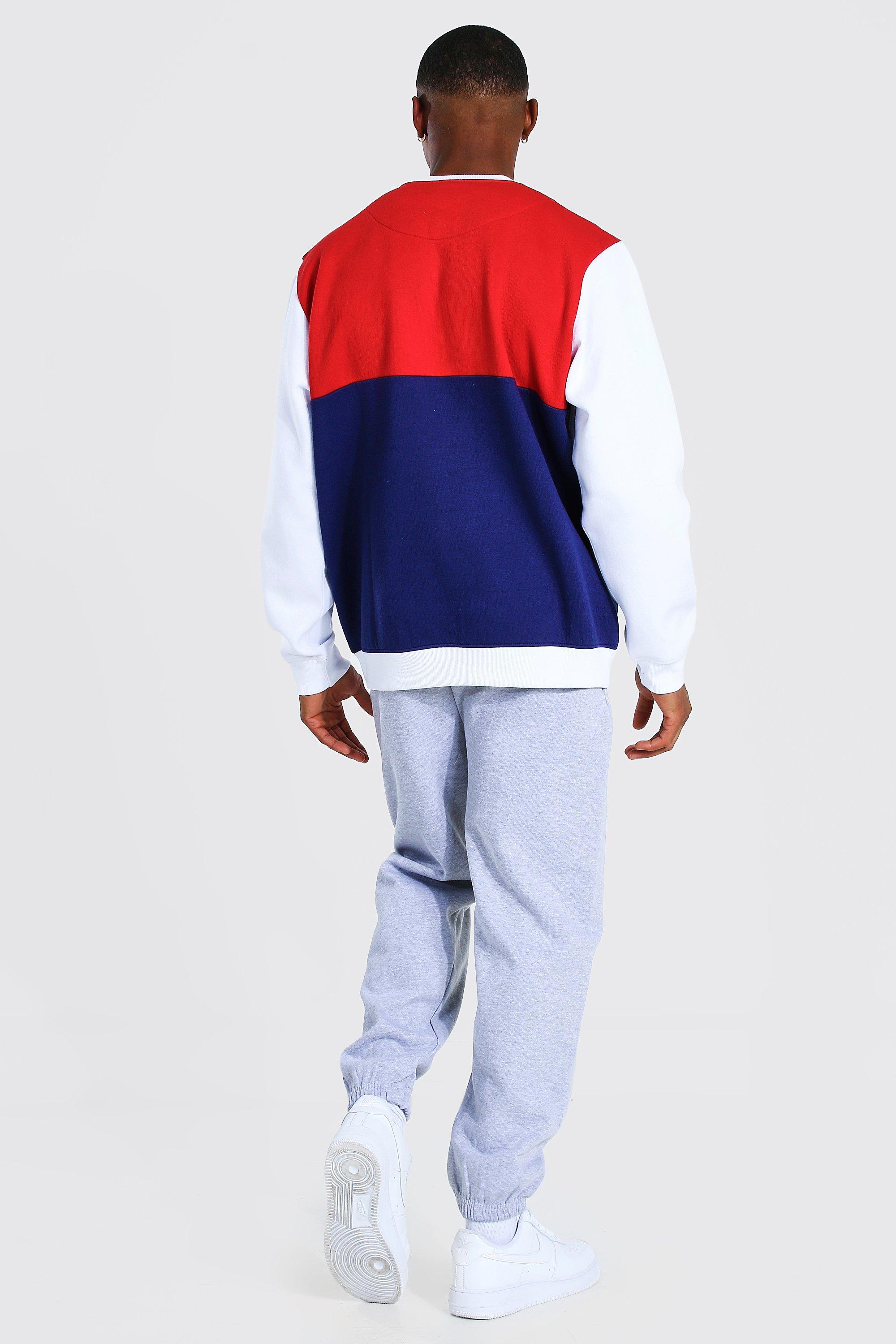 BoohooMAN Cotton Colour Block Sweatshirt in Navy (Blue) for Men Lyst