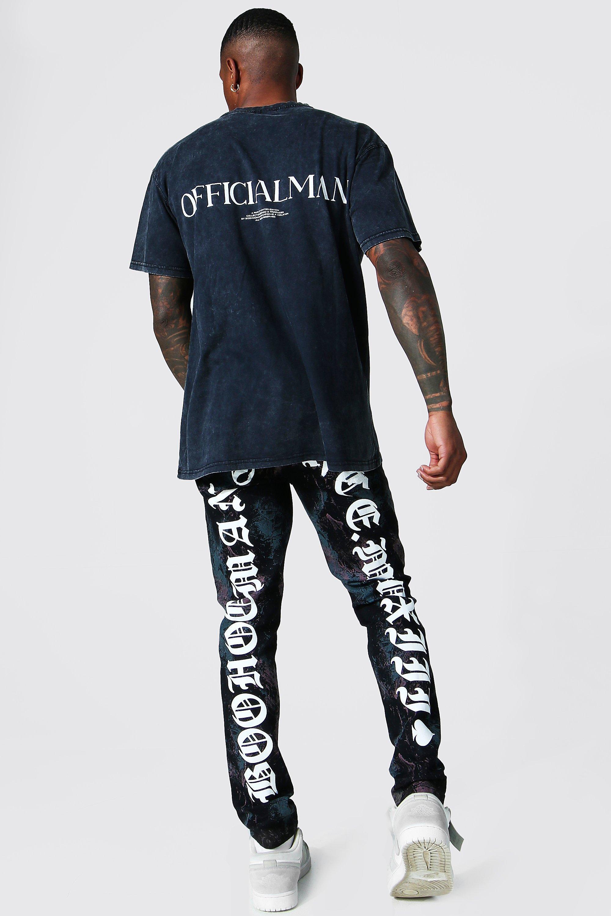 BoohooMAN Denim Skinny Stretch Back Print Tie Dye Jeans in Purple for Men |  Lyst