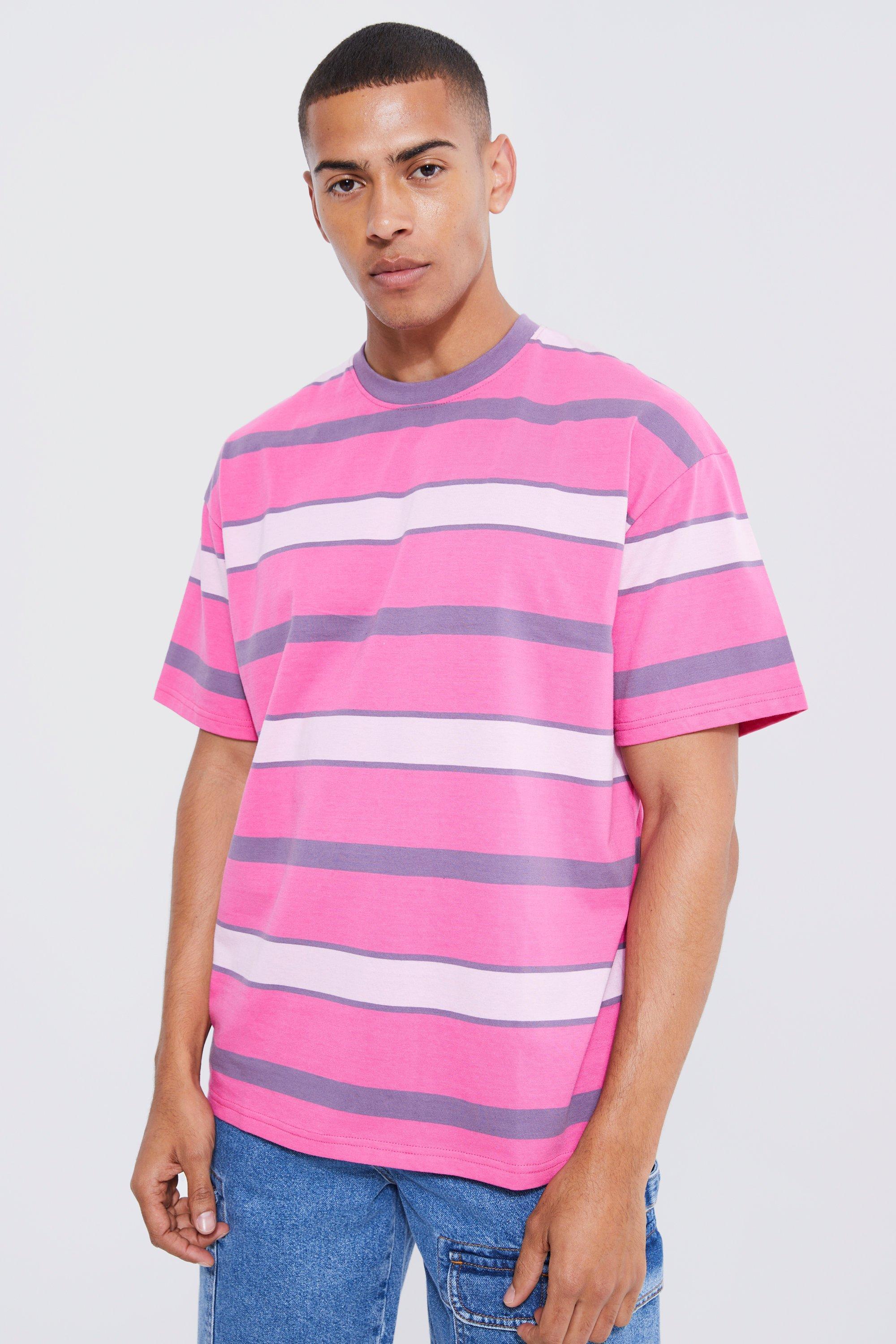 Pink and blue 2024 striped t shirt