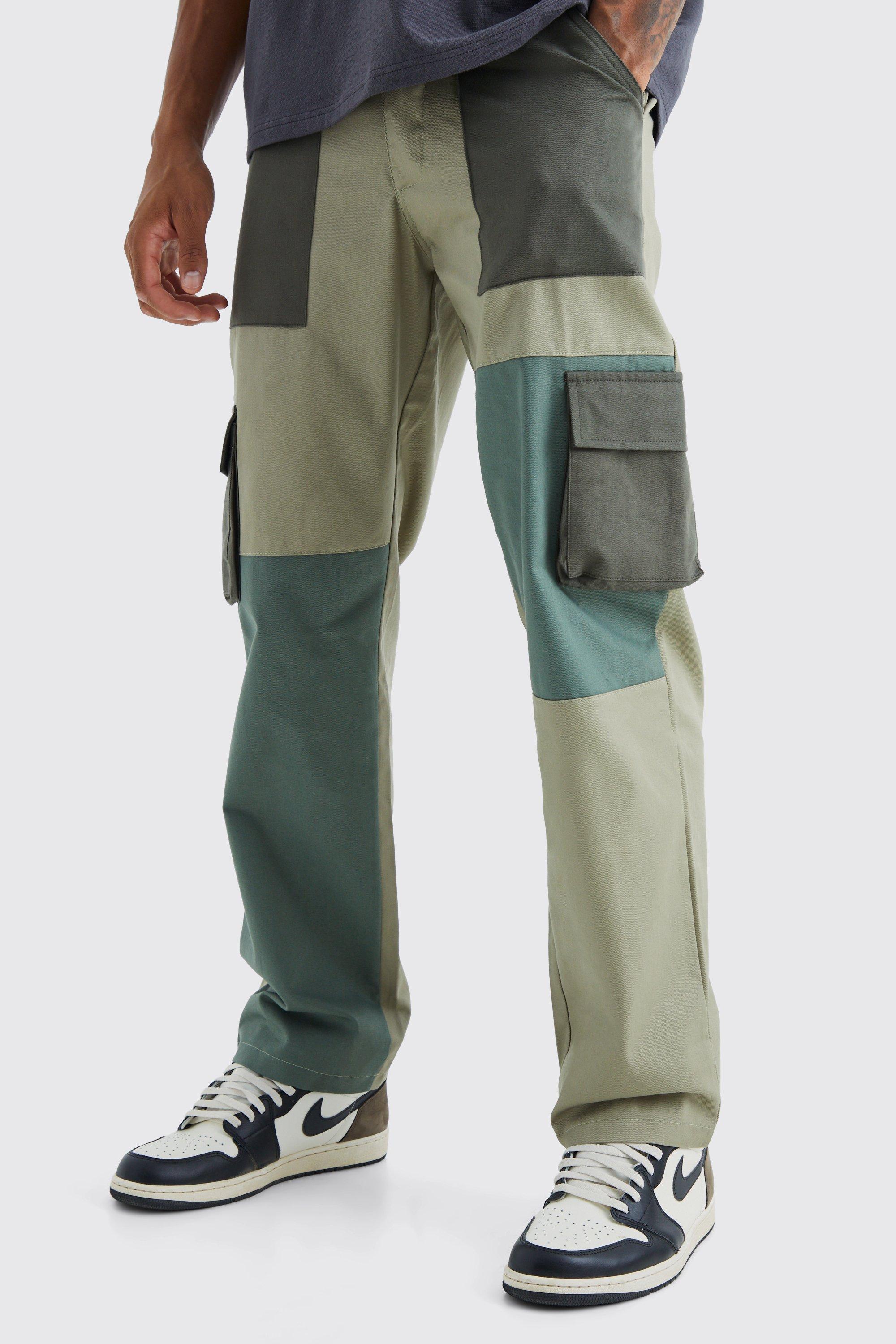 Tall Relaxed Fit Colour Block Cargo Trouser
