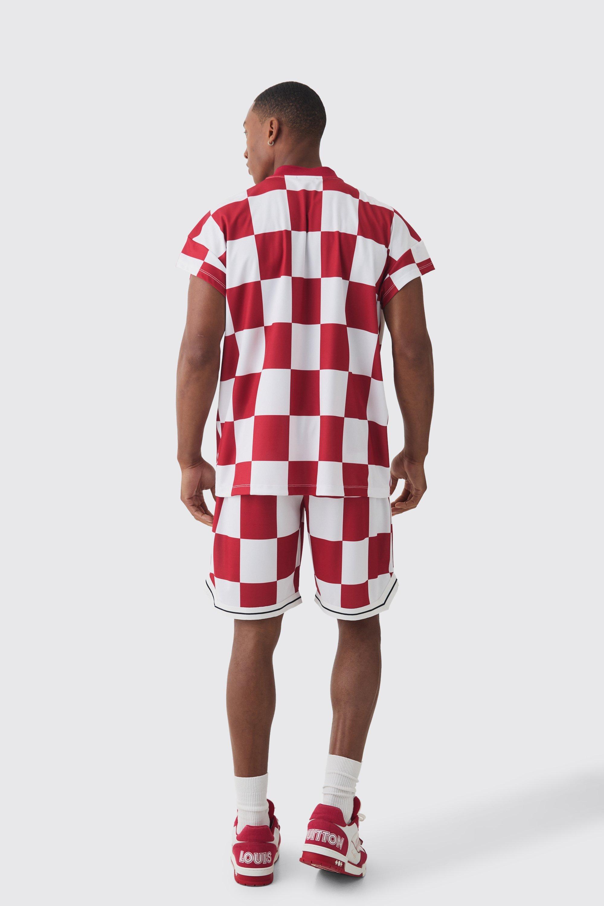 BoohooMAN Checkerboard Embroidered Pique Long Length Basketball Shorts for Men Lyst UK