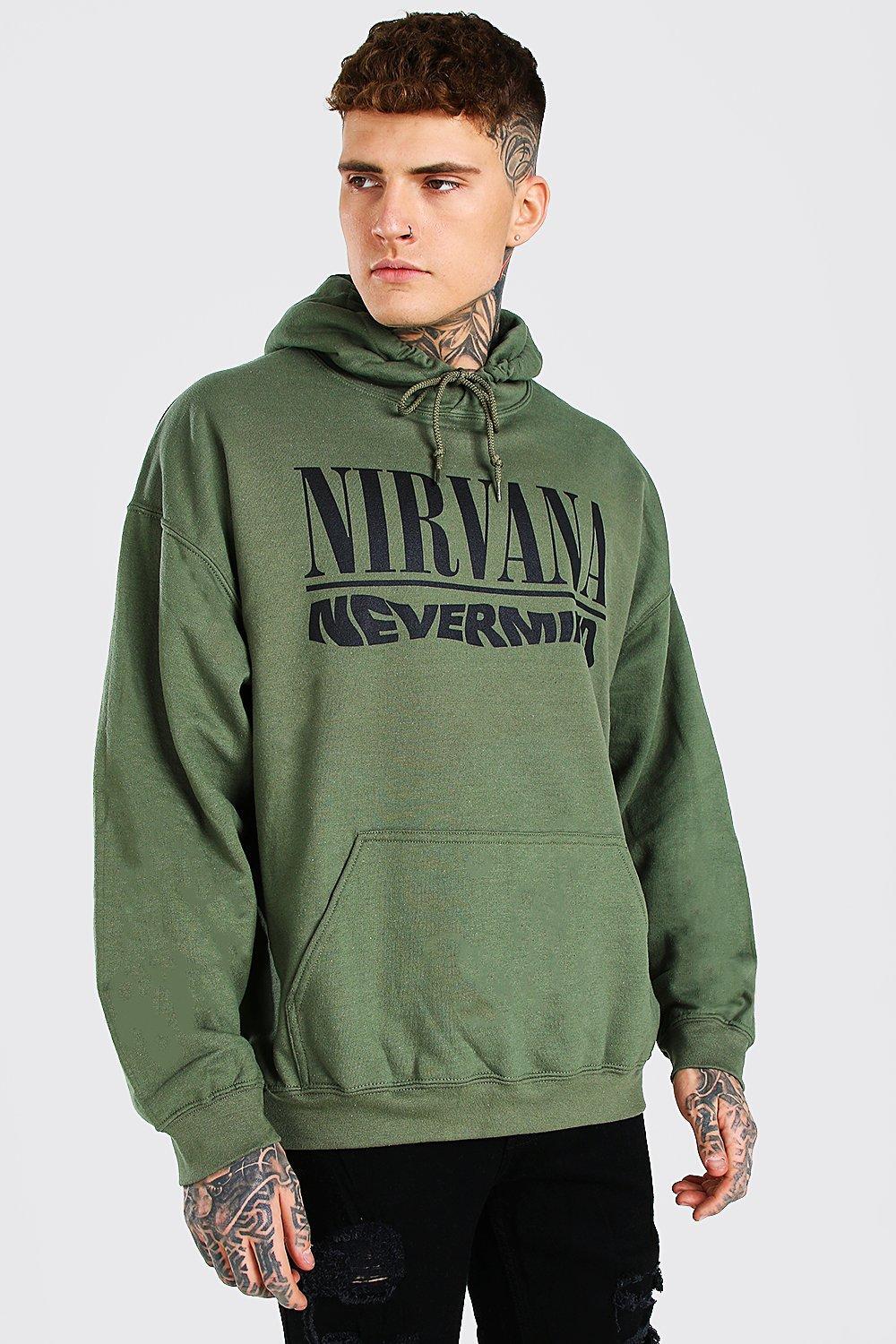 BoohooMAN Oversized Nirvana Nevermind License Hoodie in Green for Men Lyst