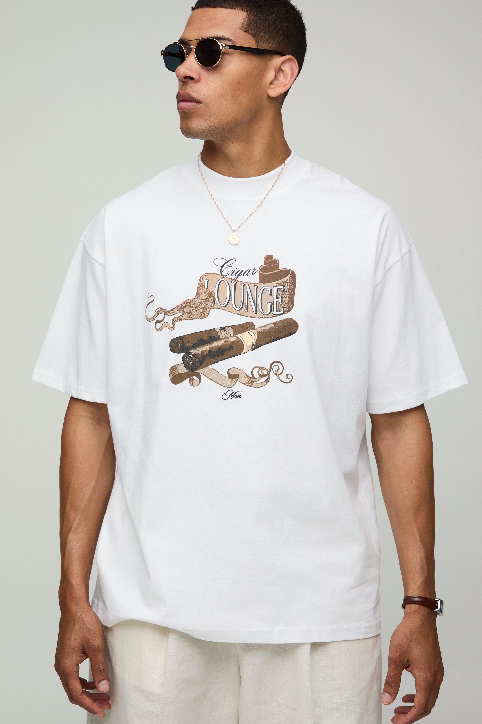 BoohooMAN Oversized Extended Neck Cigar Lounge T-Shirt in