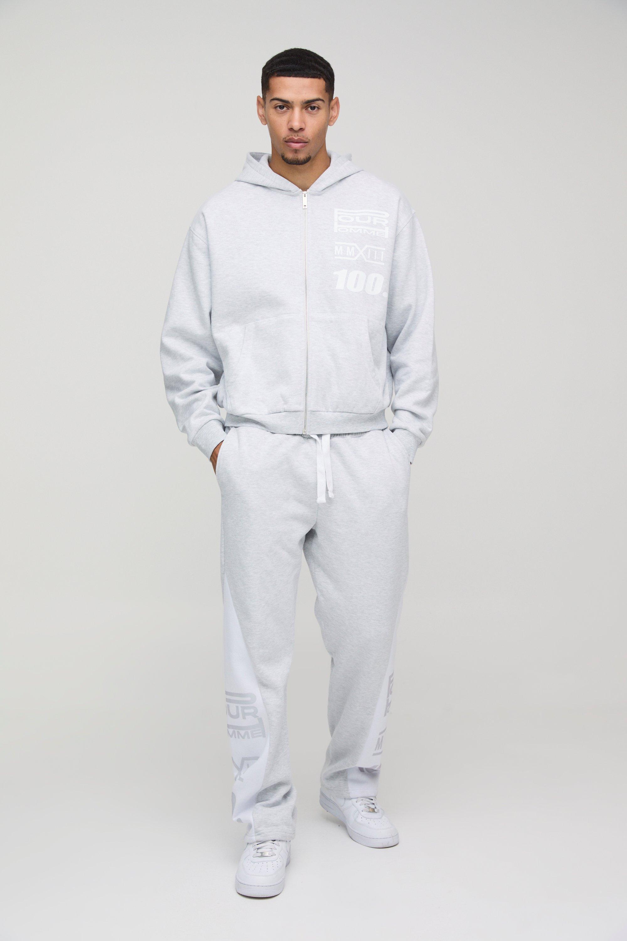 Otrain Designer Sweatsuits Mens Hoodie Boohooman Grey Tracksuit