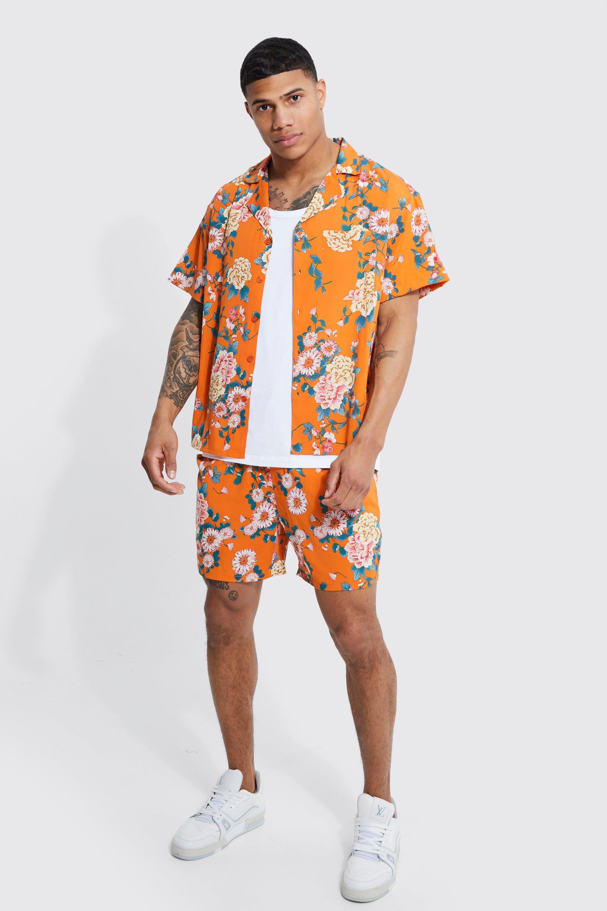 Mens matching shirt and shorts set designer sale