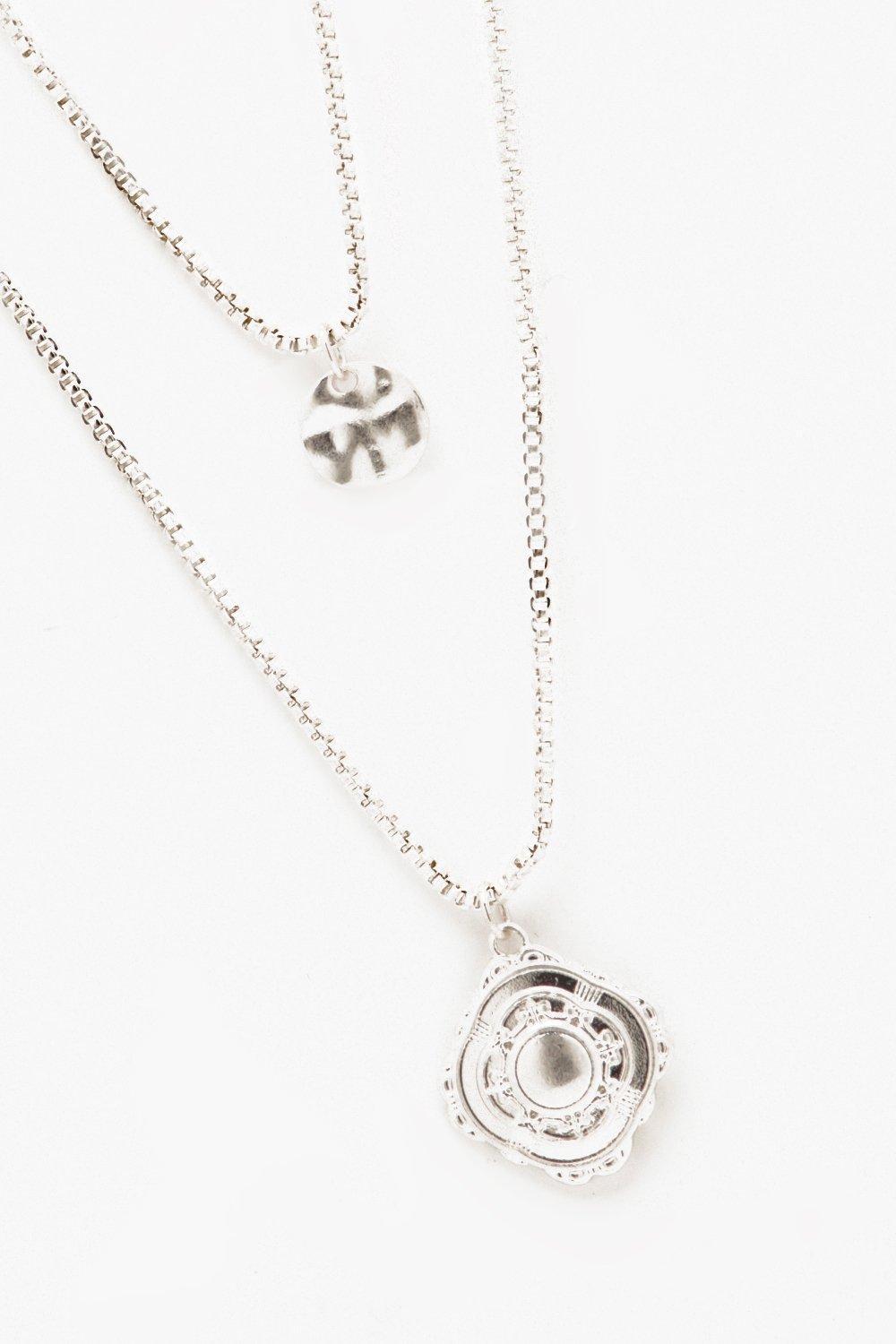 BoohooMAN Double Layer Pendant Necklace in Silver (Metallic) for Men Lyst