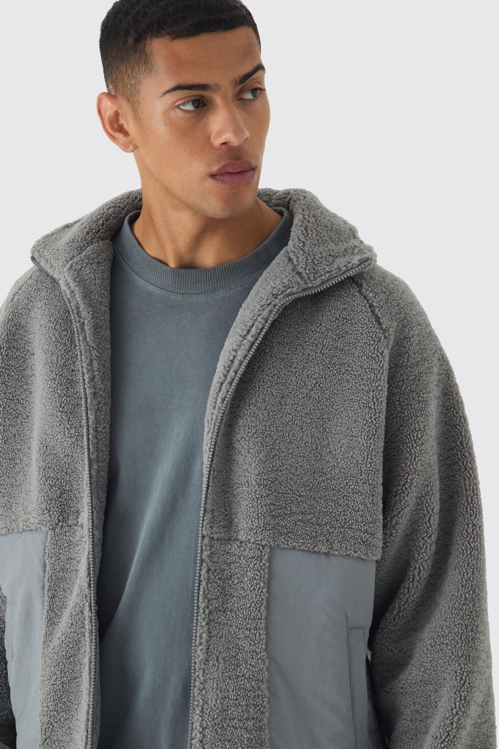 Boohooman borg jacket online